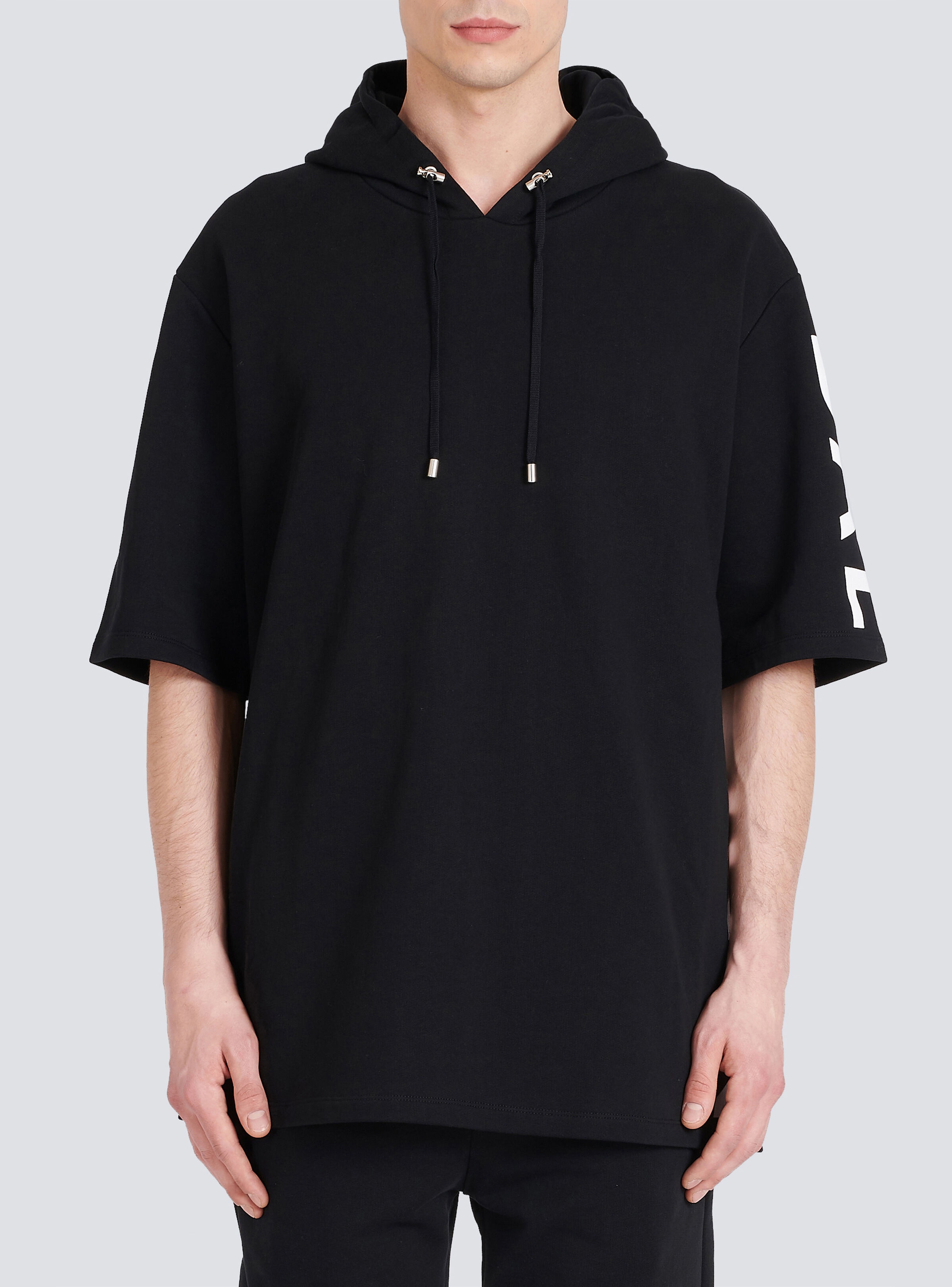 Oversized eco-designed cotton hooded sweatshirt with  Balmain logo print - 6