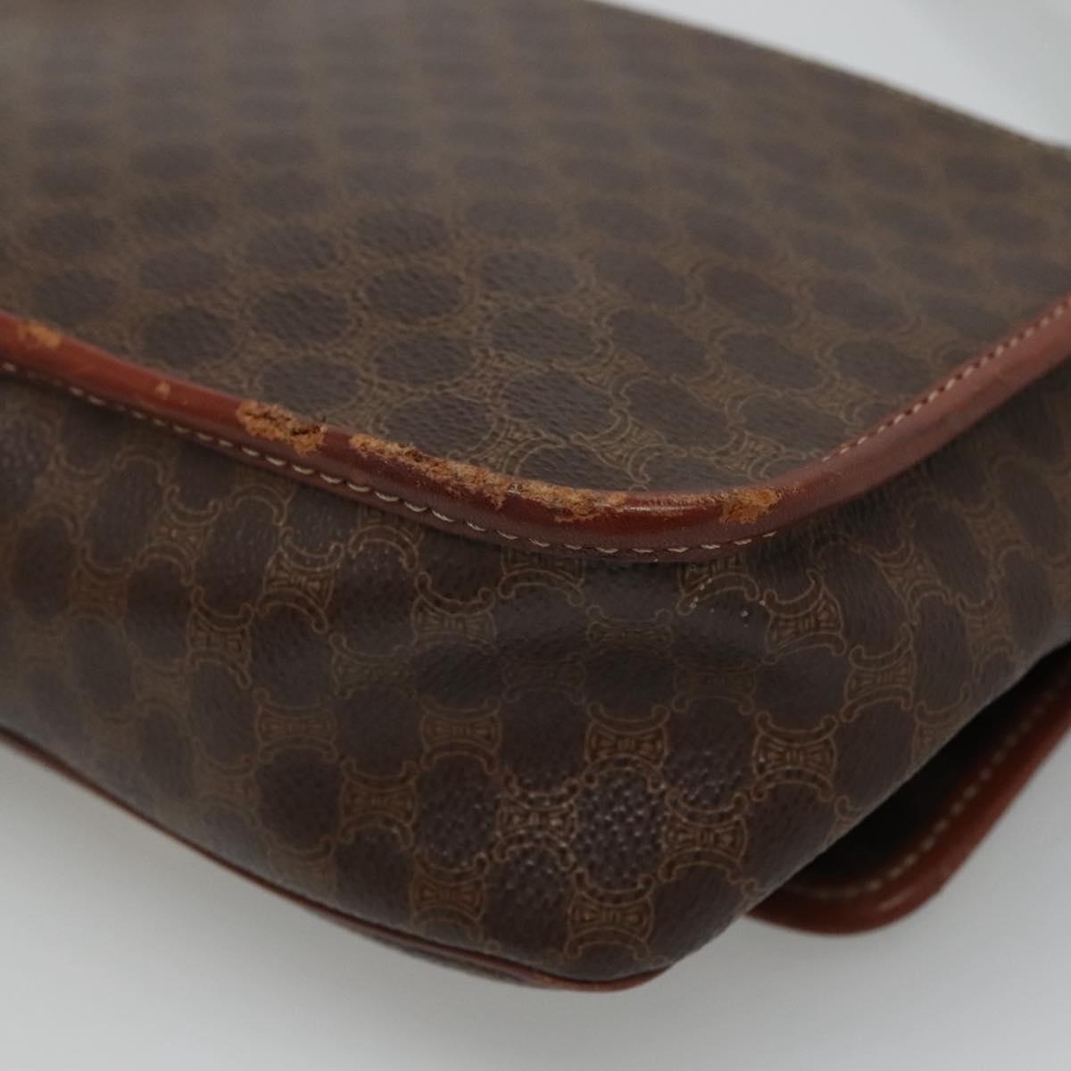 CELINE Macadam Canvas Shoulder Bag Pvc Brown Gold - 12