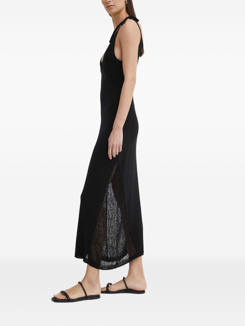 tie-strap knit midi dress - 5