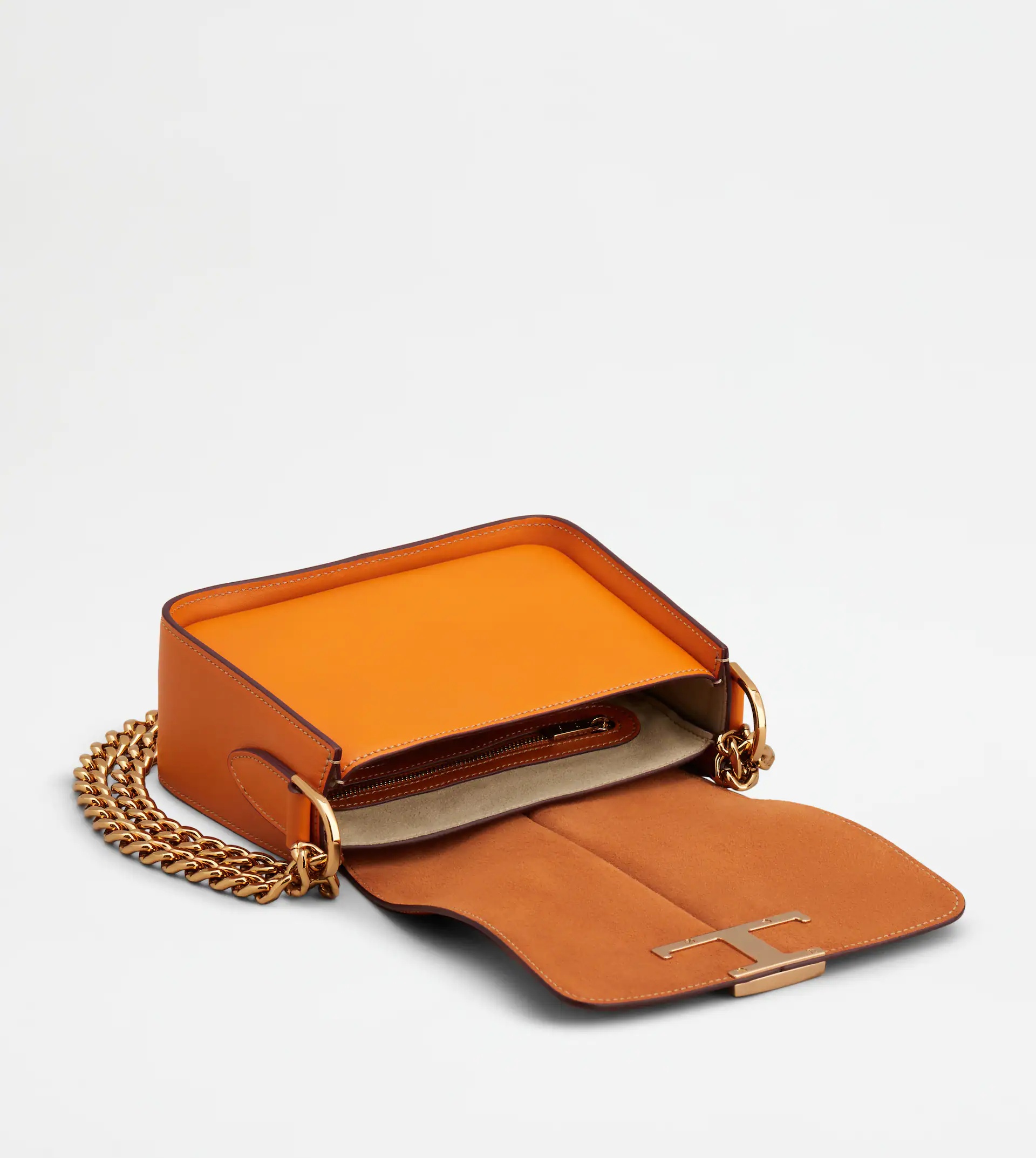 TIMELESS CROSSBODY BAG IN LEATHER MINI - ORANGE - 4