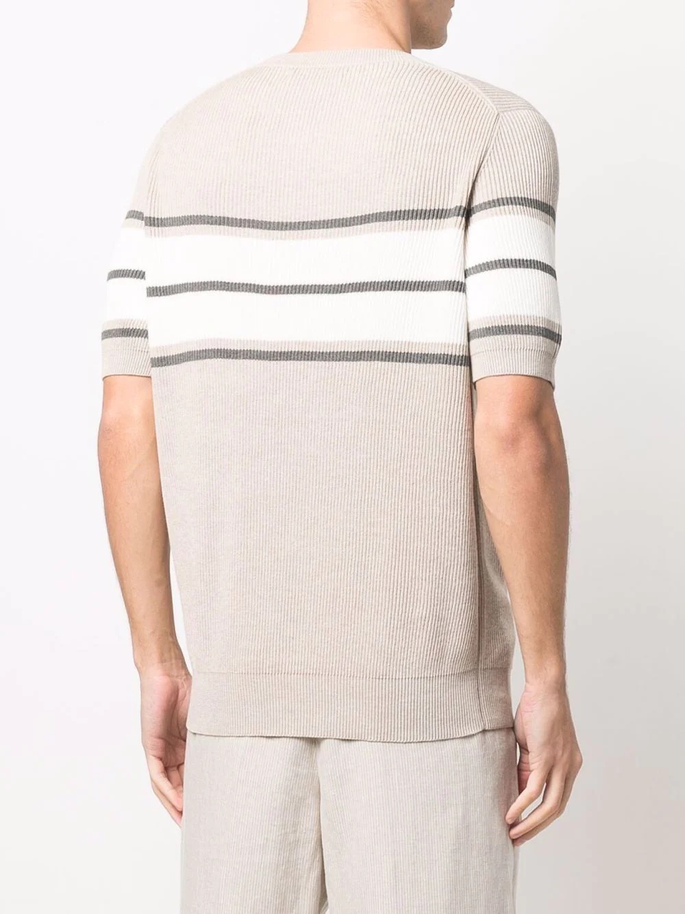 stripe-pattern crew neck sweater - 4