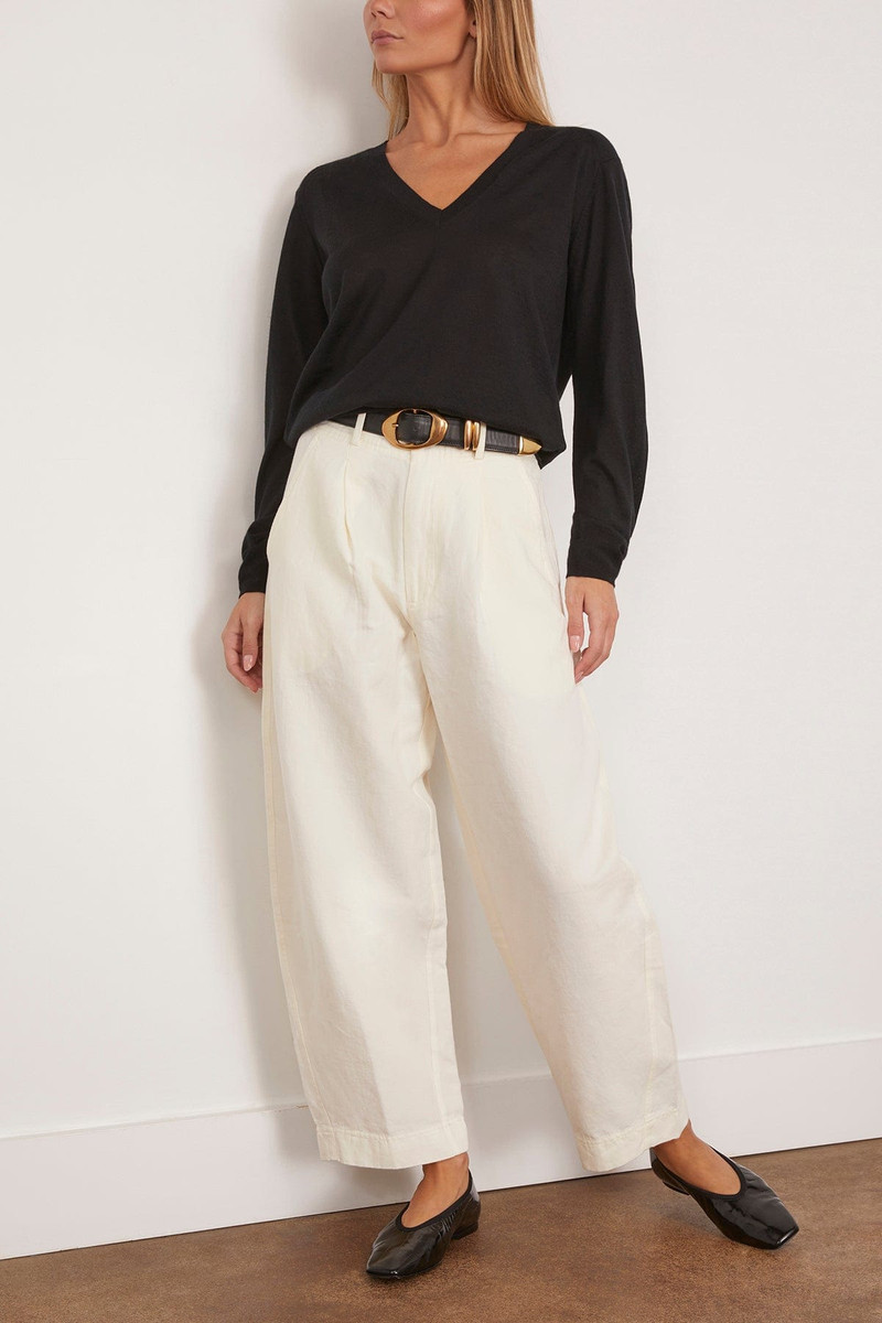 Loulou de Saison Julio V Neck Fine Knit Sweater in Black outlook