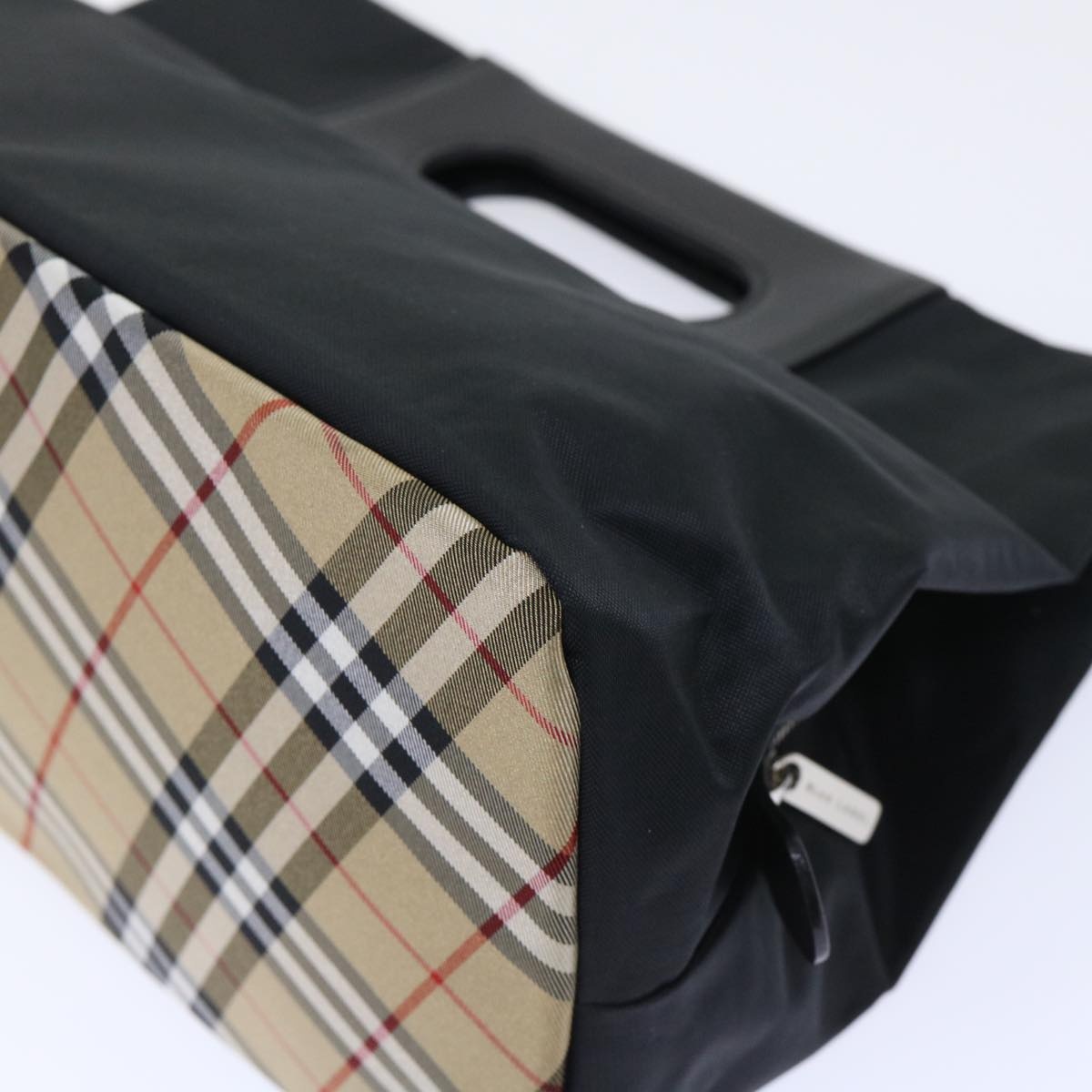 Burberry Nova Check Blue Label Hand Bag Nylon Black Beige - 15