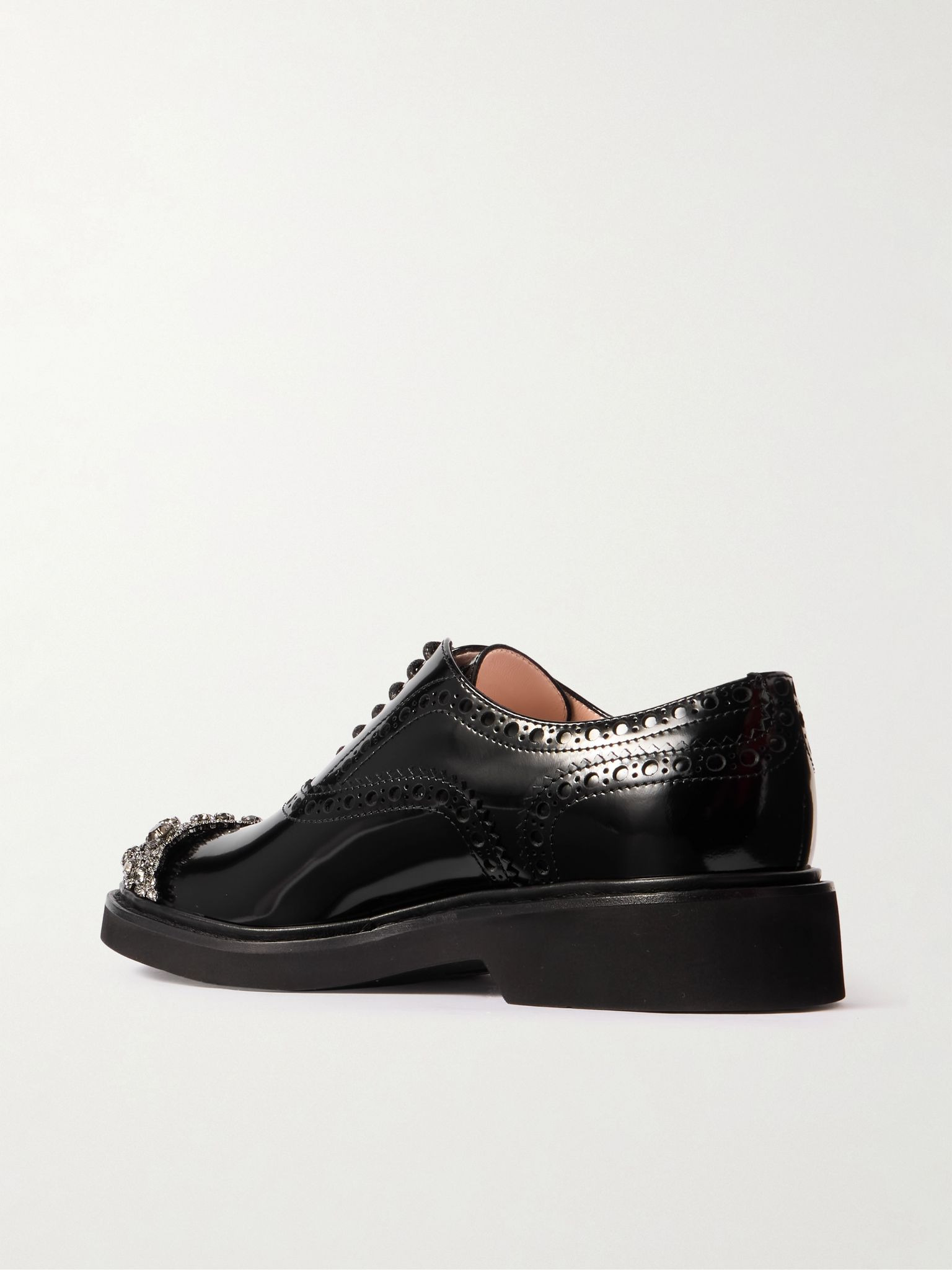 Viv Rangers Flower crystal-embellished patent-leather loafers Black - 3