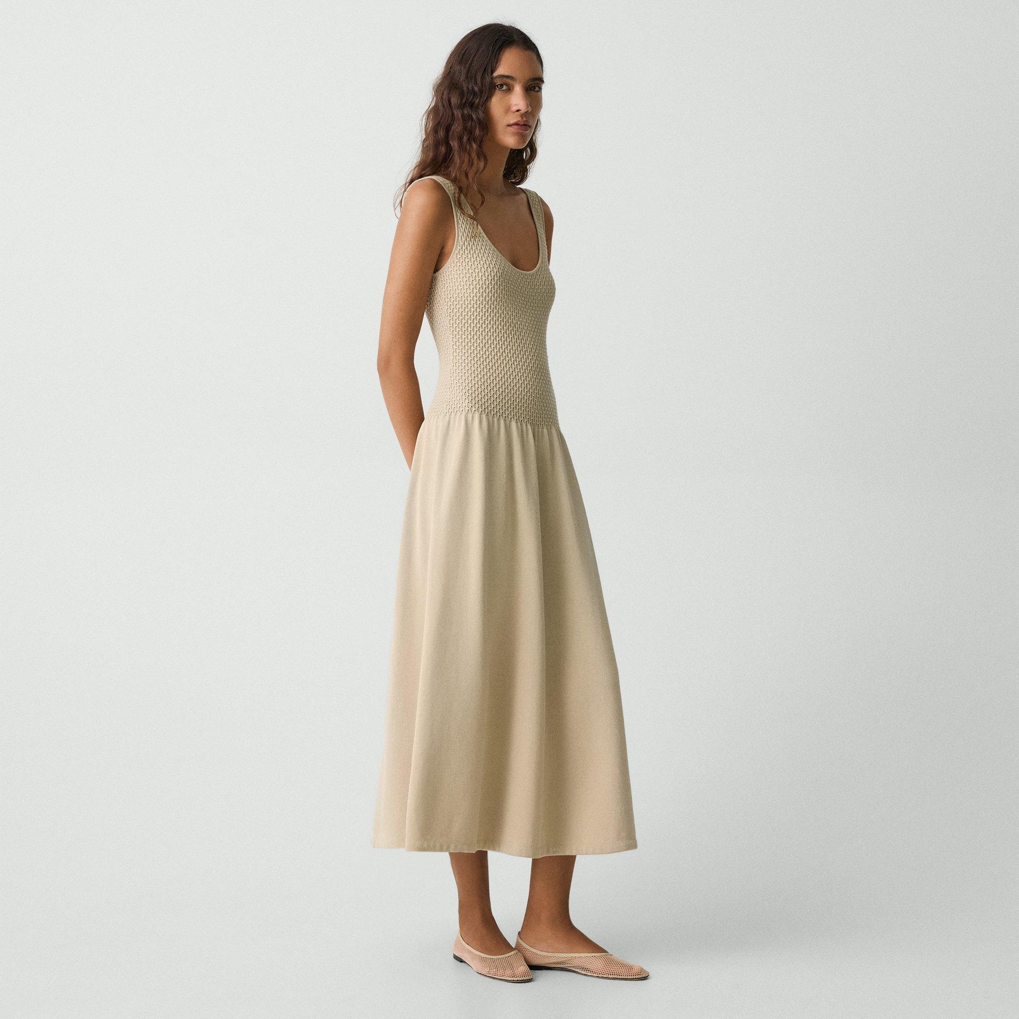 Midi Dress in Textured Cotton-Blend - 3