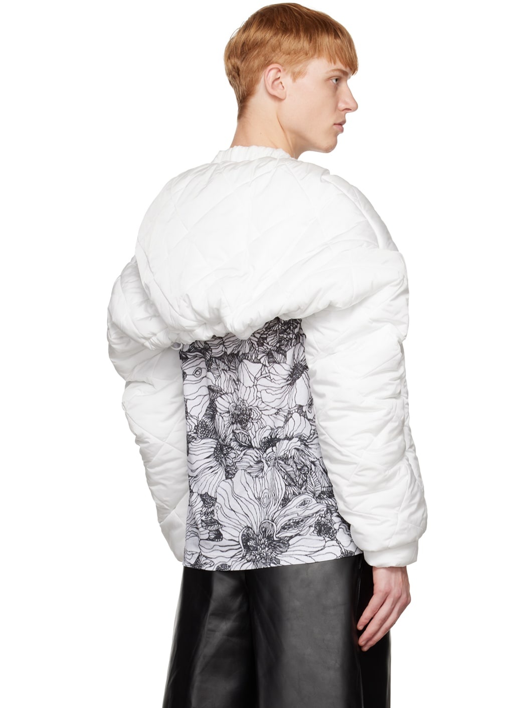 White Quilted Down Jacket - 3
