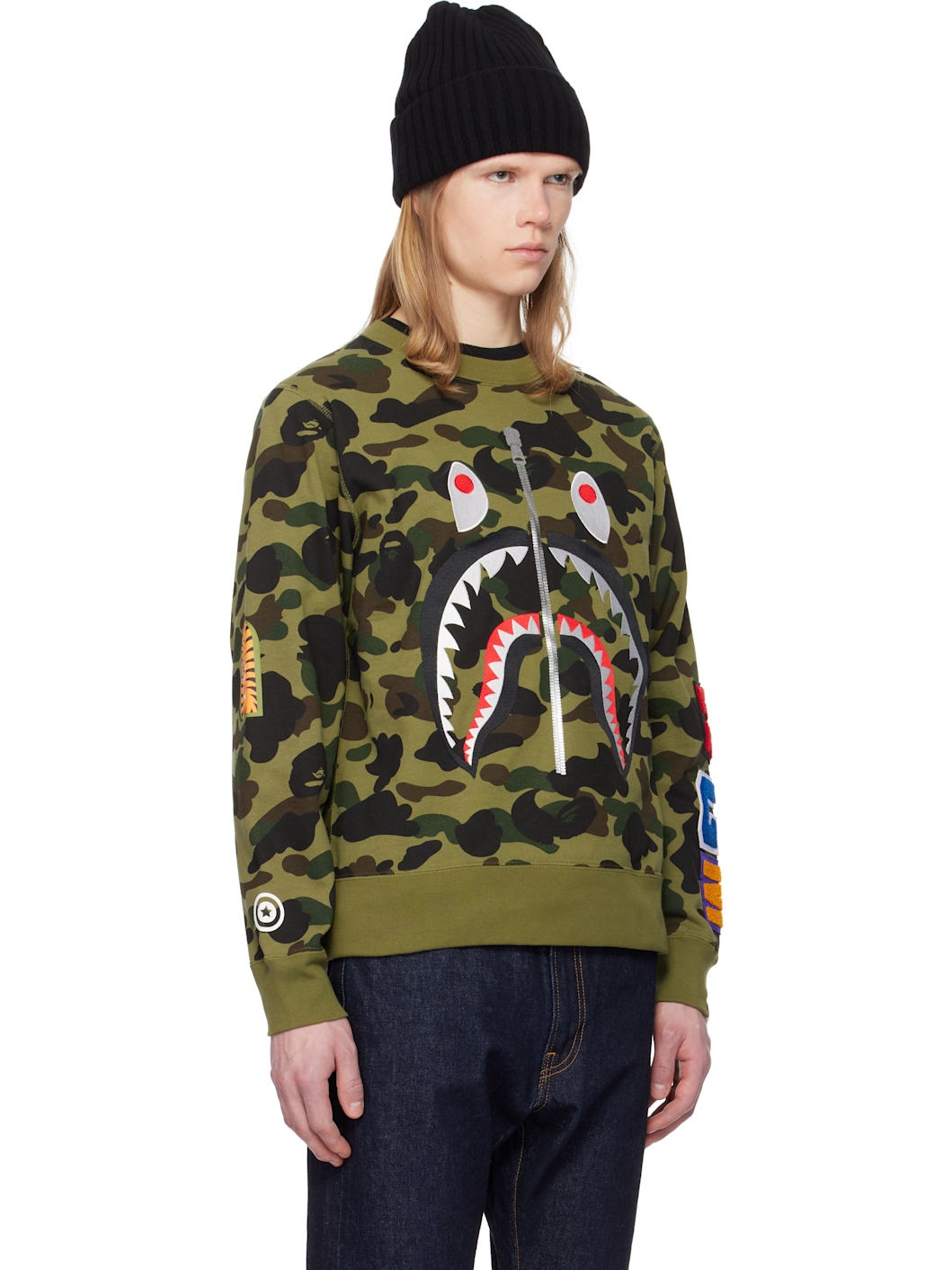 Green 1st Camo Shark Crewneck Sweatshirt - 2
