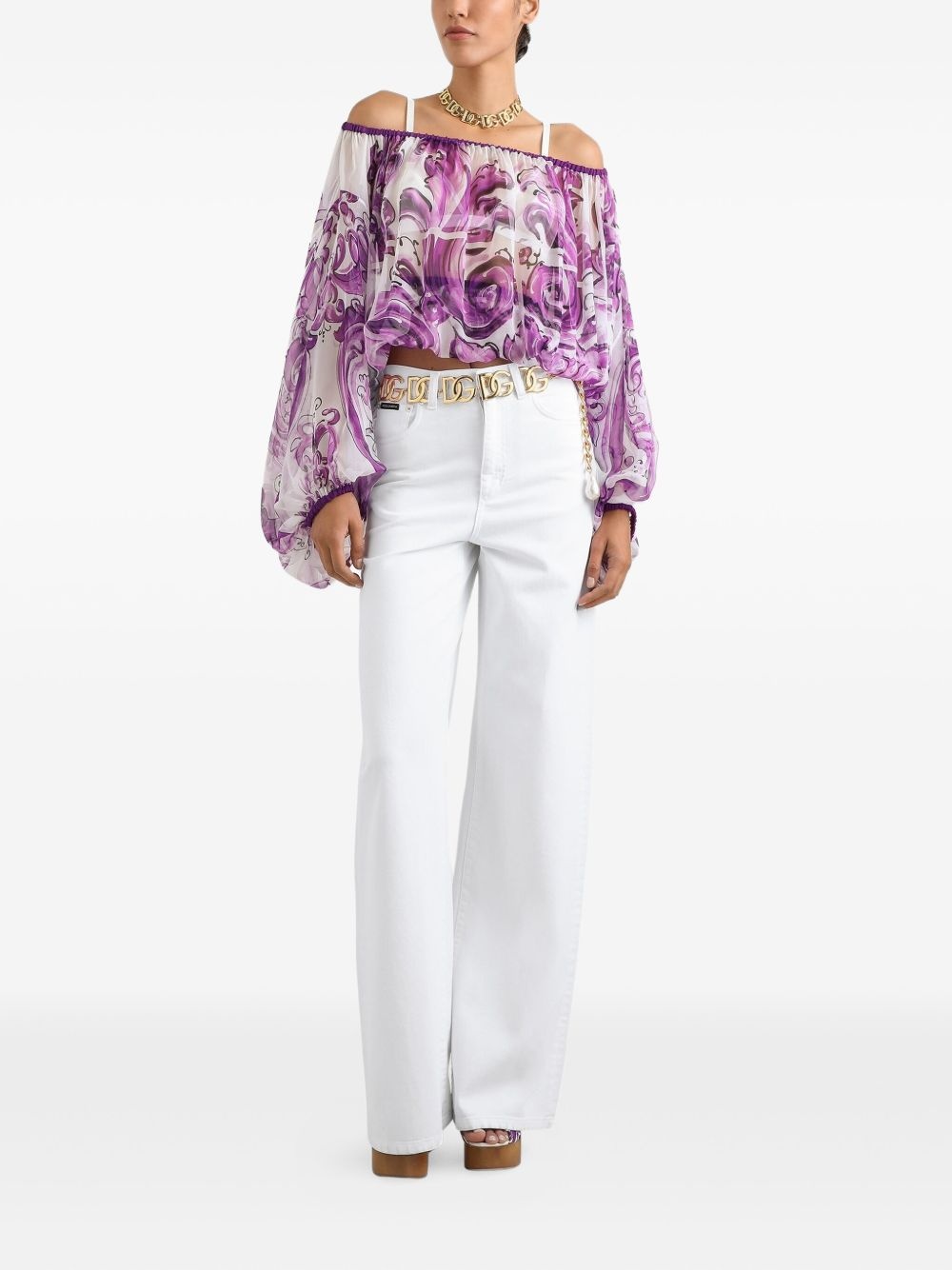 graphic-print silk blouse - 2