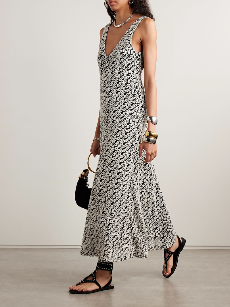 Isabel Marant Sonia embroidered cotton-blend maxi dress Gray outlook