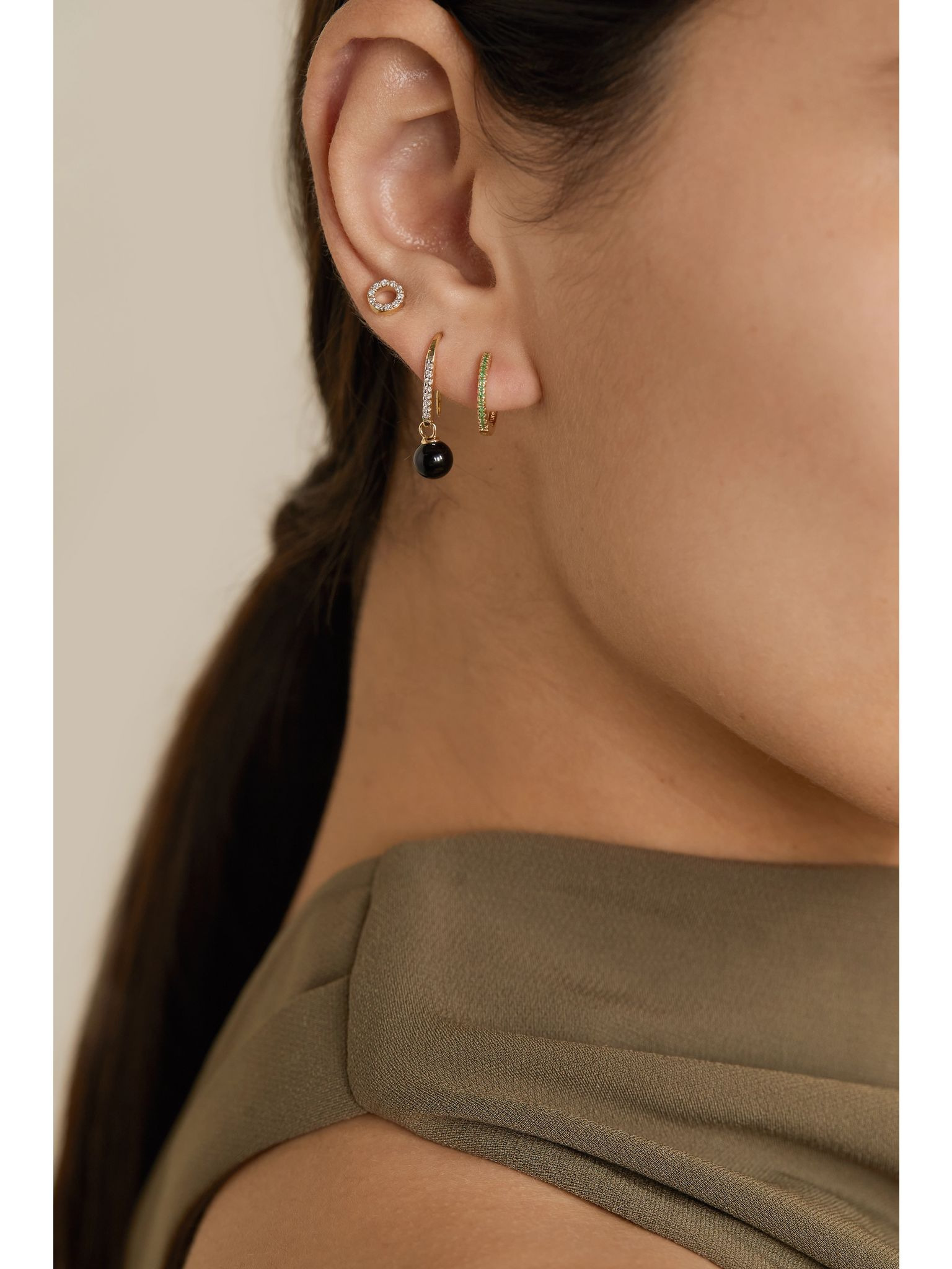 14-karat gold, onyx and diamond earrings Gold - 5