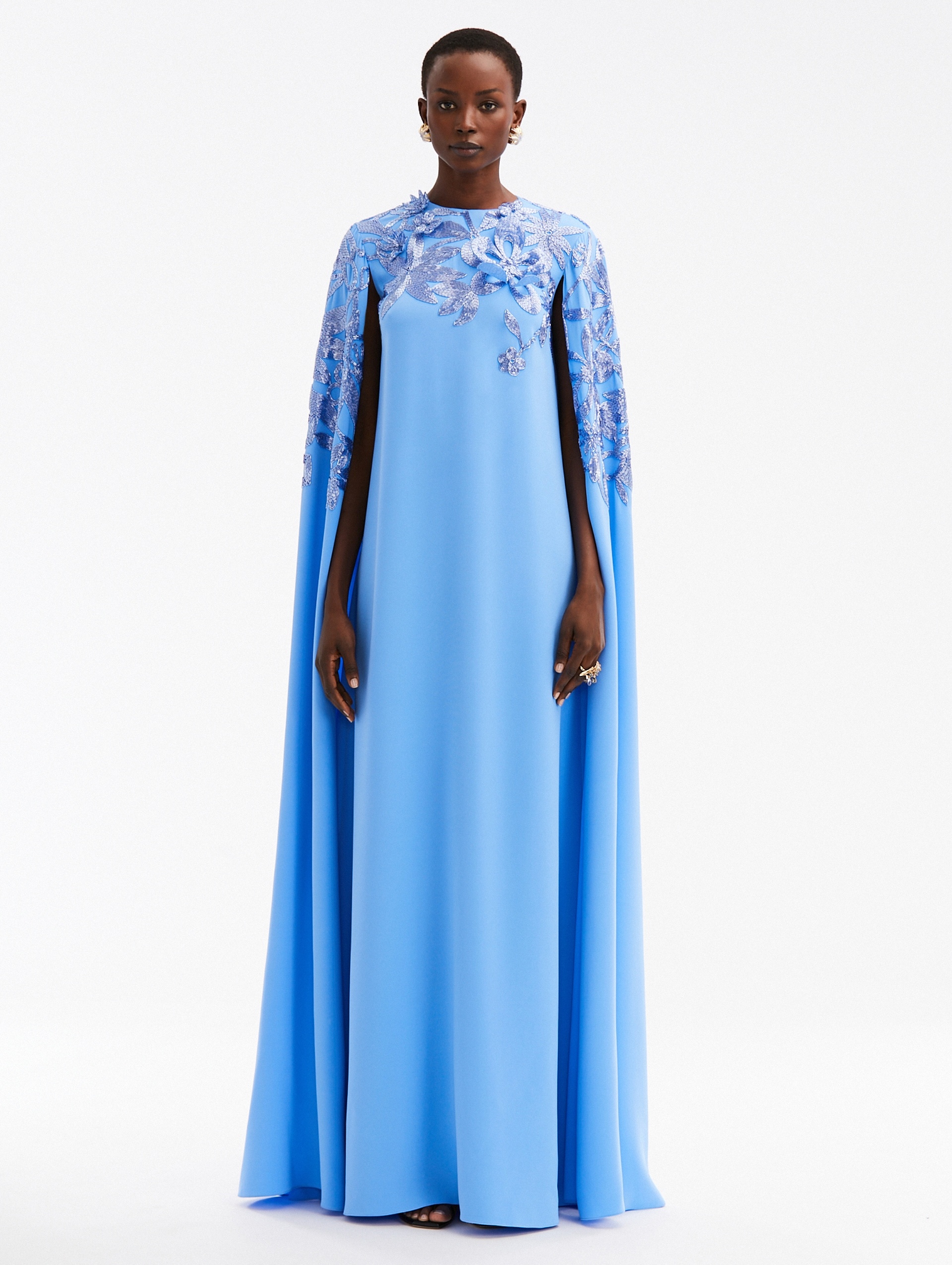 Oscar de la Renta PAPERCUT FLOWER CAPE BACK CAFTAN REVERSIBLE