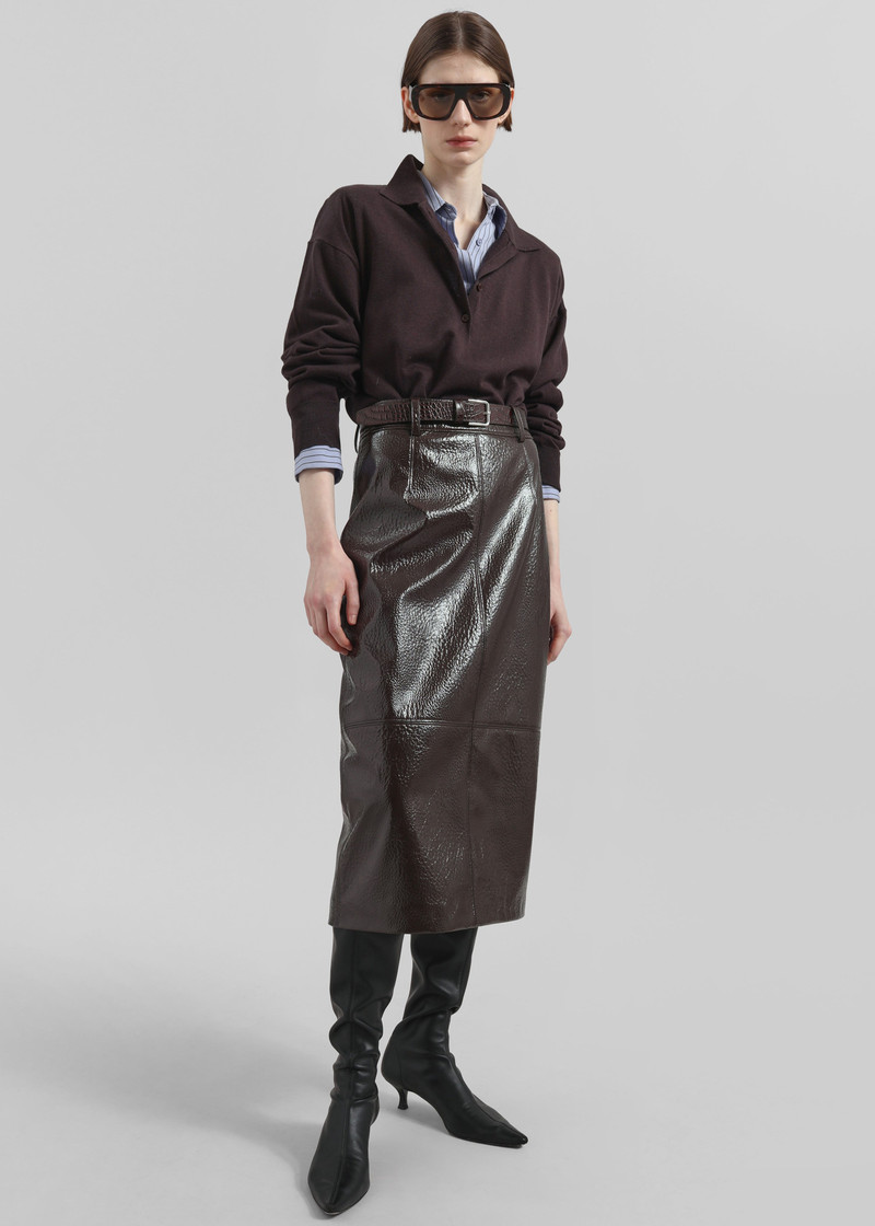 Taney Crackled Pencil Skirt - Brown 4