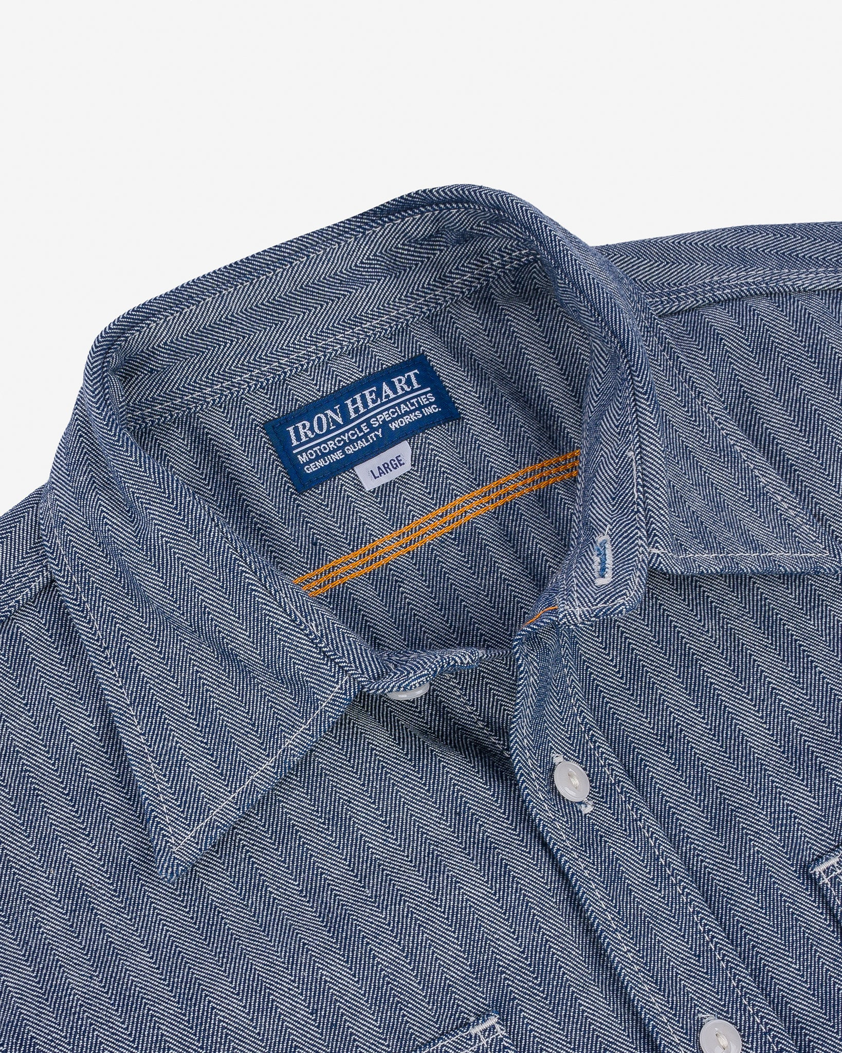IHSH-308-IND 12oz Herringbone Work Shirt - Indigo - 8