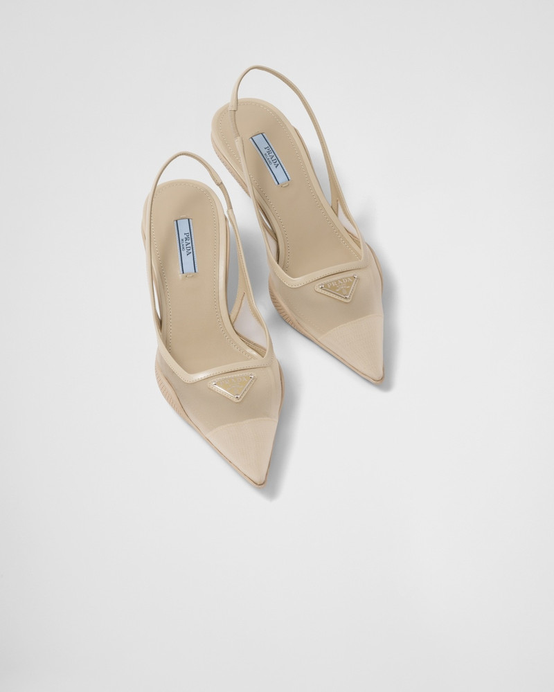 Mesh fabric slingback pumps 4