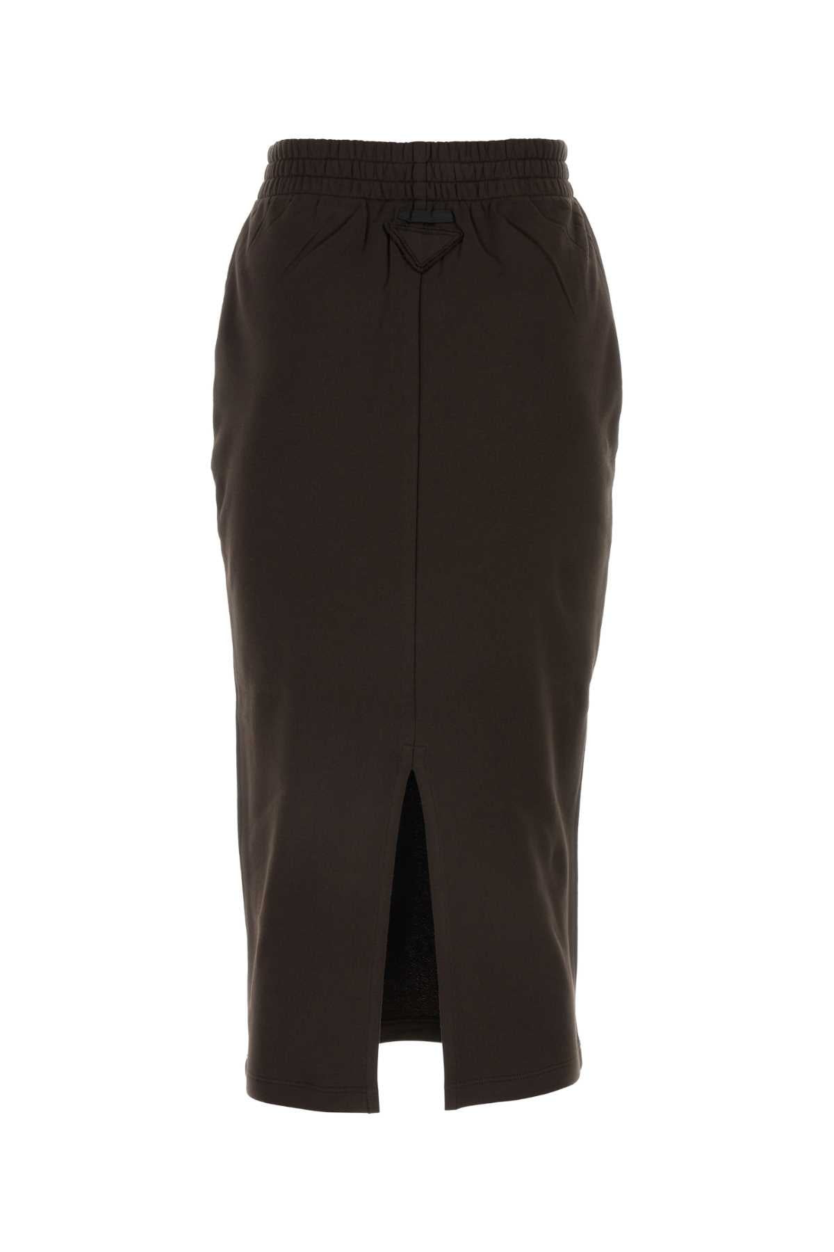 Prada Women Dark Brown Cotton Skirt - 2