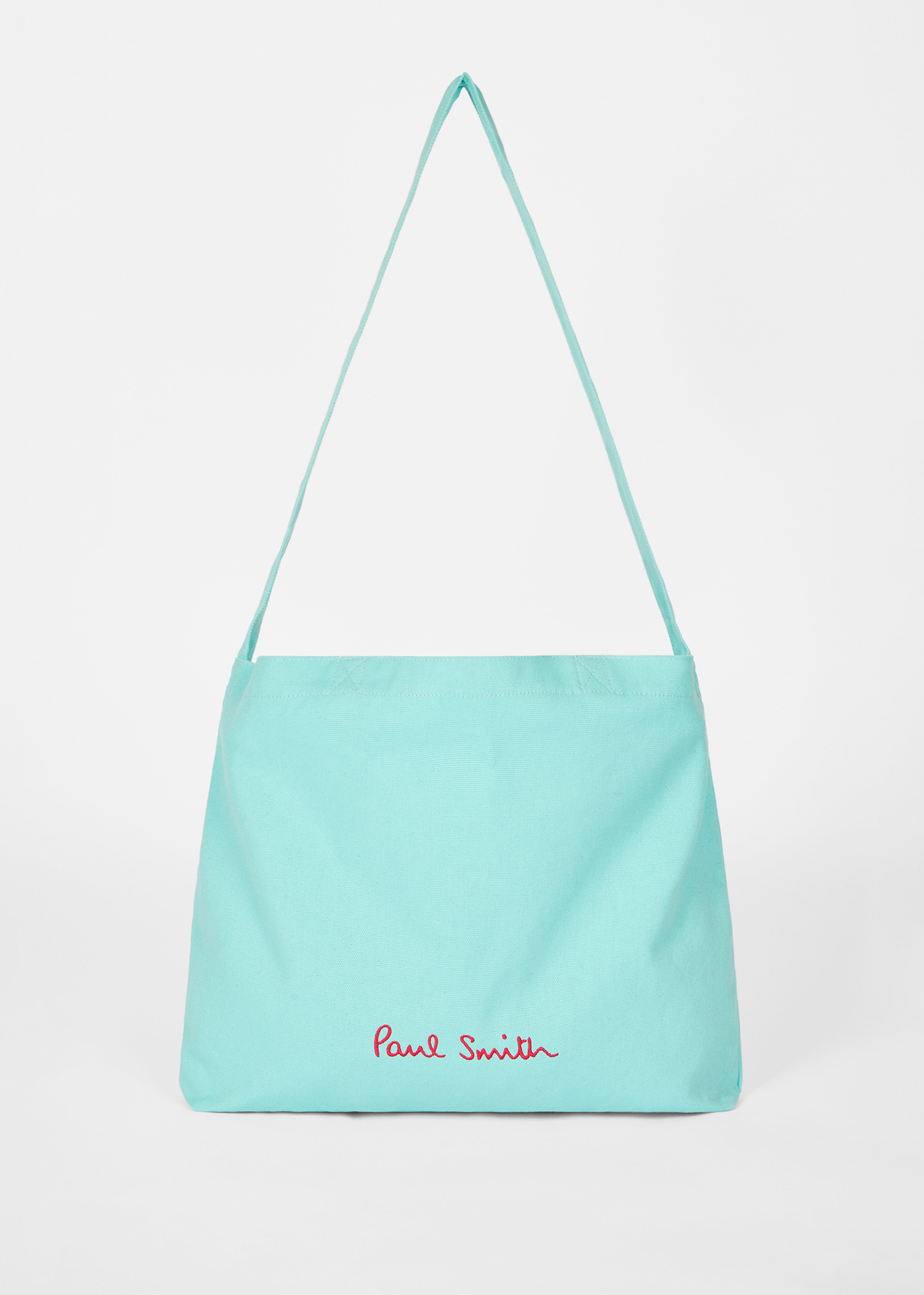 Sky Blue Cotton-Canvas Quote Tote Bag - 3