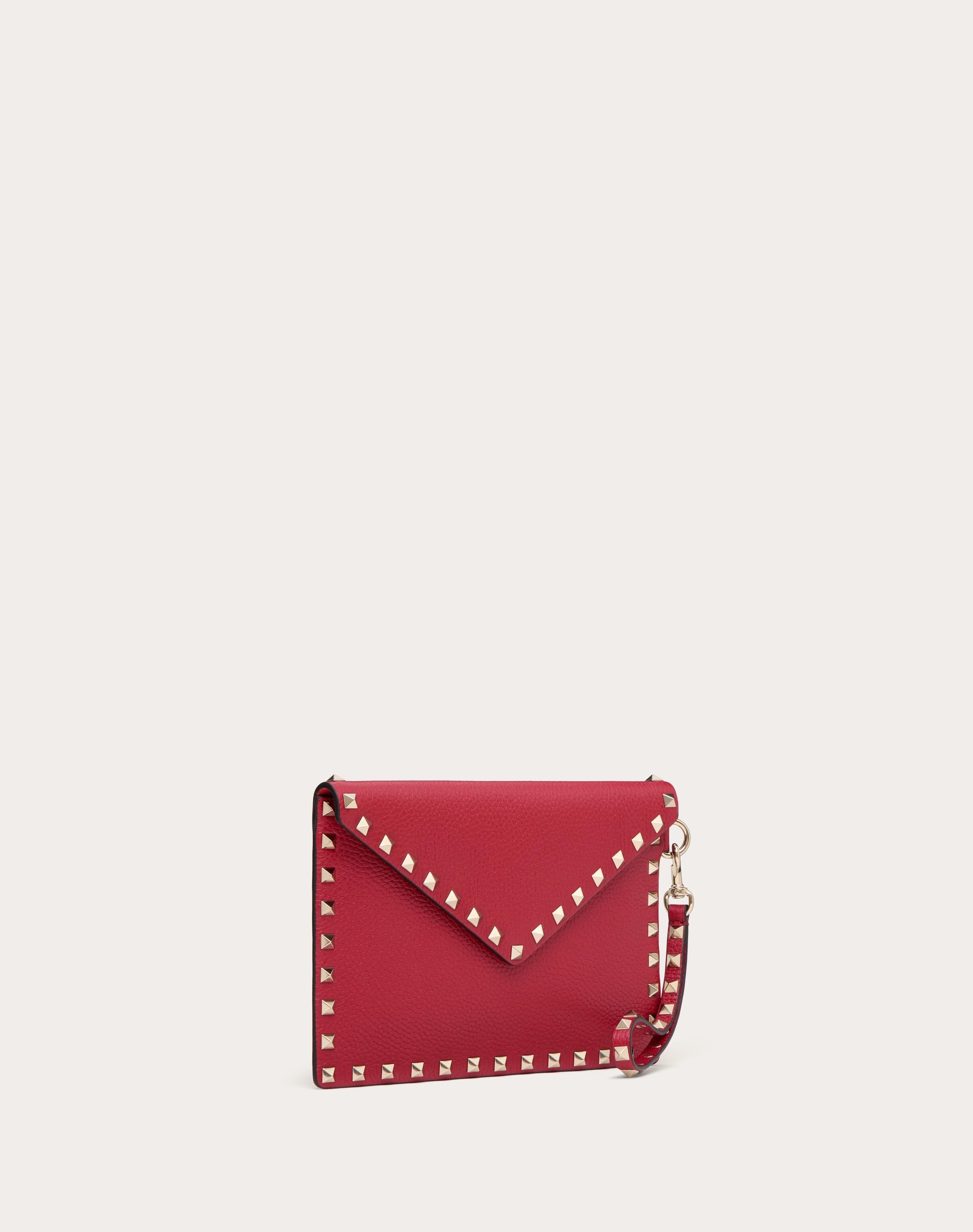 ROCKSTUD GRAINY CALFSKIN POUCH - 2