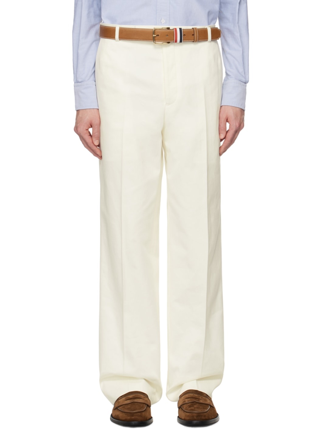 White Low-Rise Trousers - 1