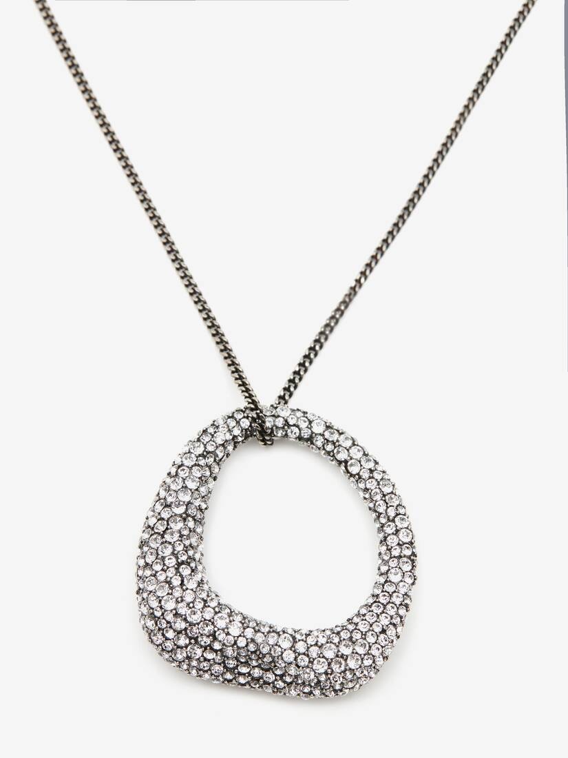Women's Pave Long Necklace in Antique Silver - 2