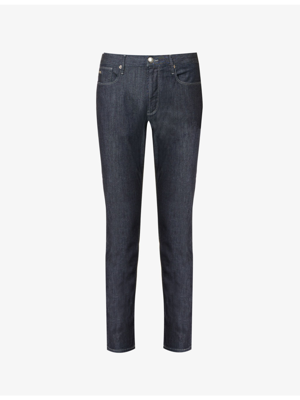 Brand-plaque straight-leg mid-rise stretch-denim jeans - 1
