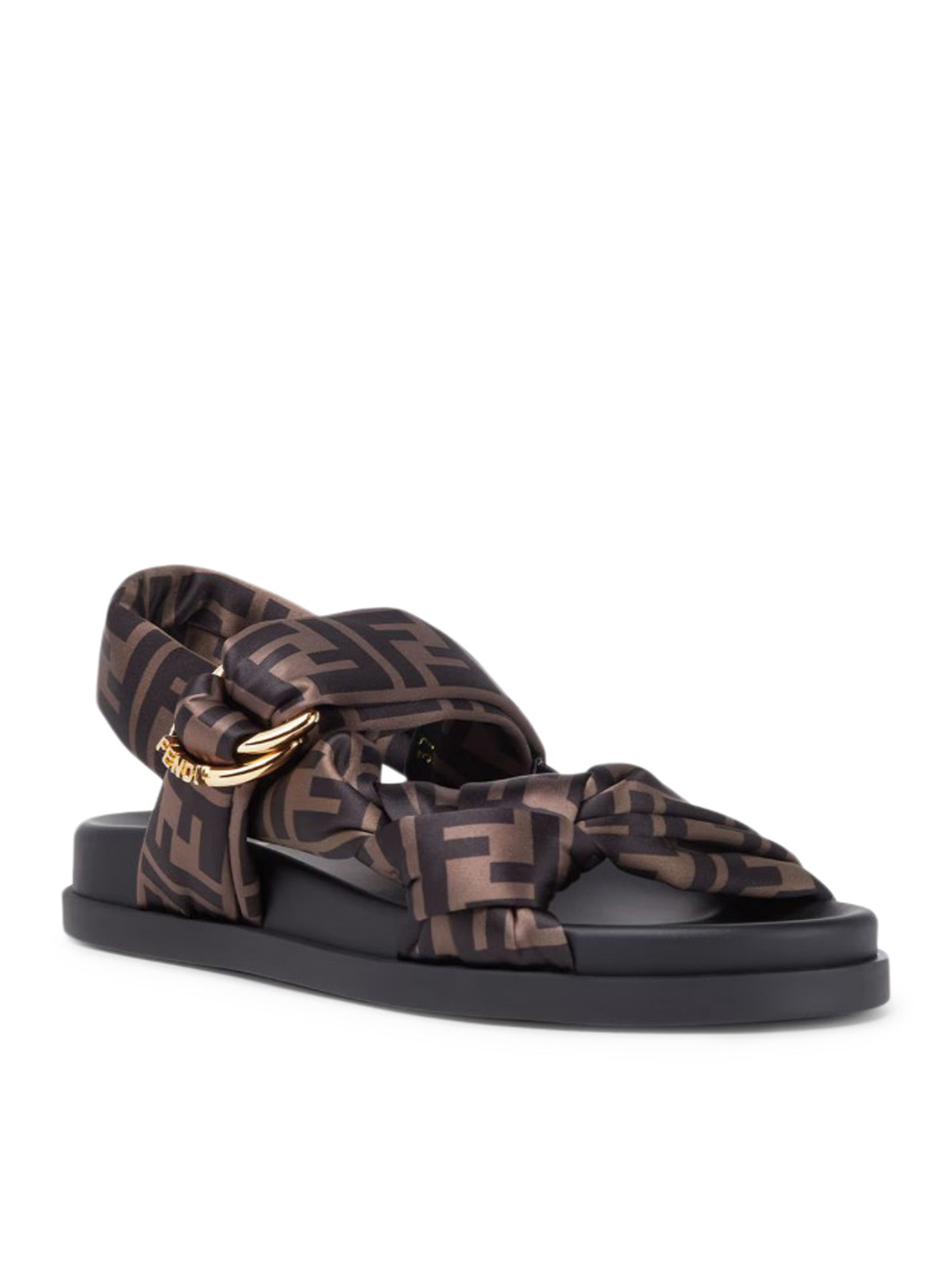 FENDI FEEL BROWN FF SATIN SANDAL - 3