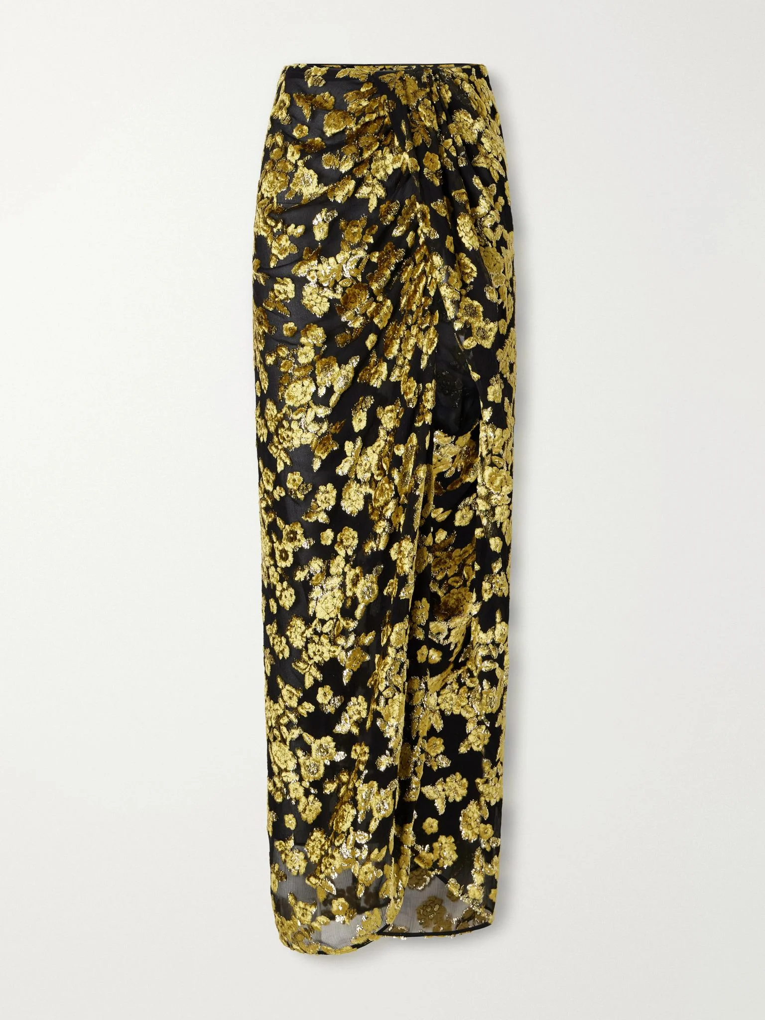 Gathered devoré-velvet maxi skirt Multi - 1