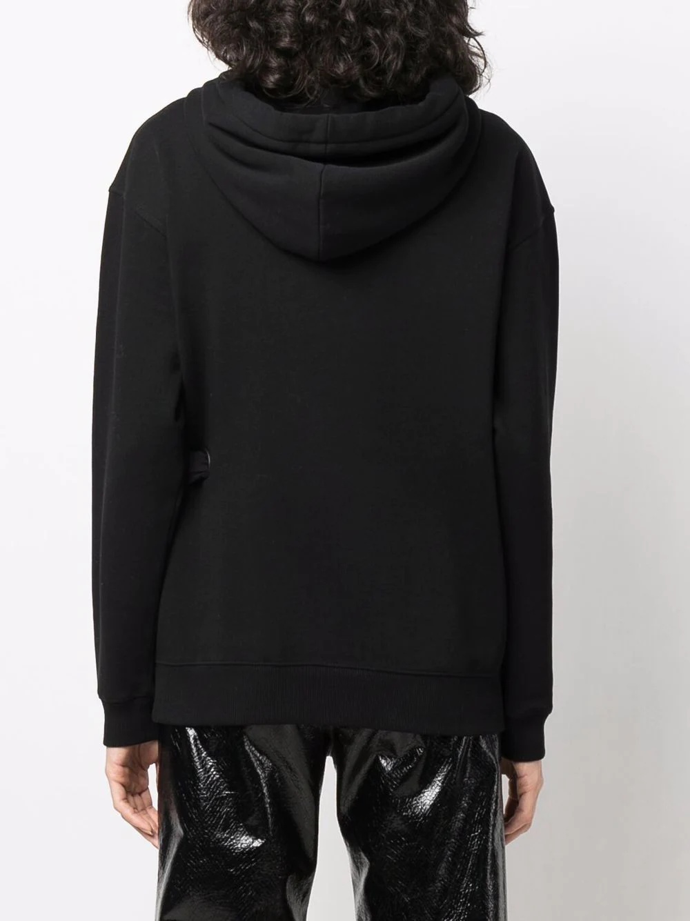 scarf-detail cotton hoodie - 4