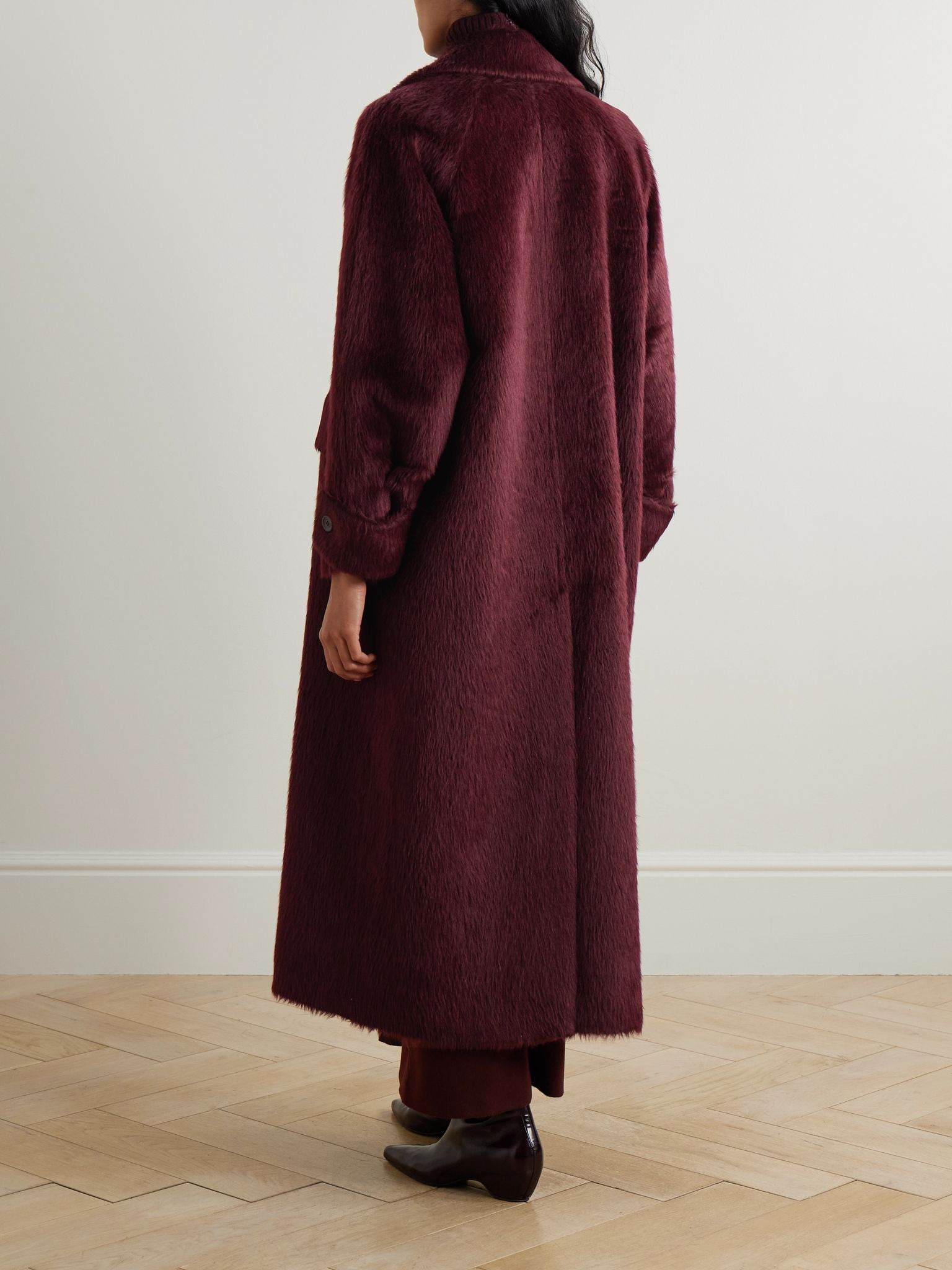 Albata belted alpaca and wool-blend coat Crimson - 4