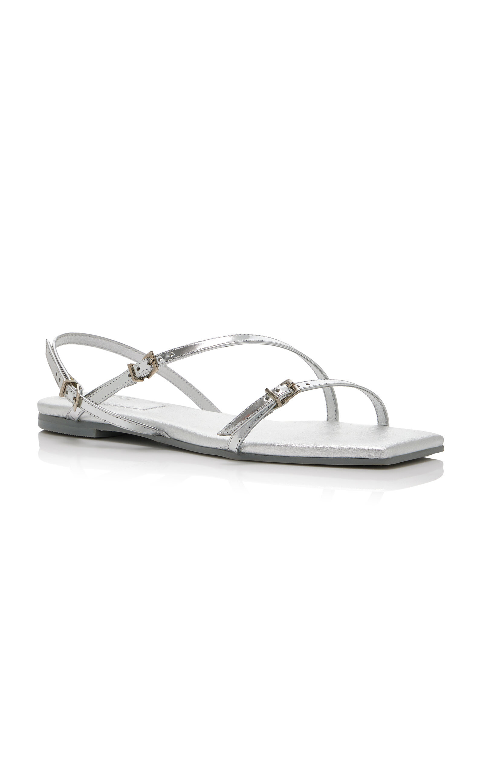 Carey Metallic Leather Sandals silver - 4
