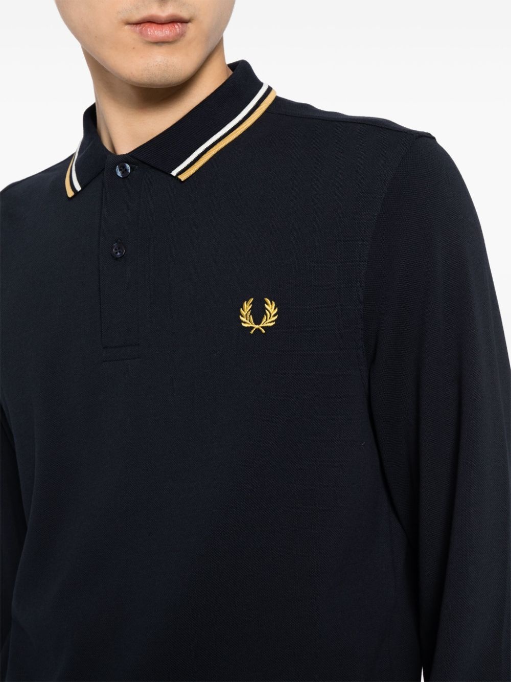 logo-embroidered long-sleeved polo shirt - 10