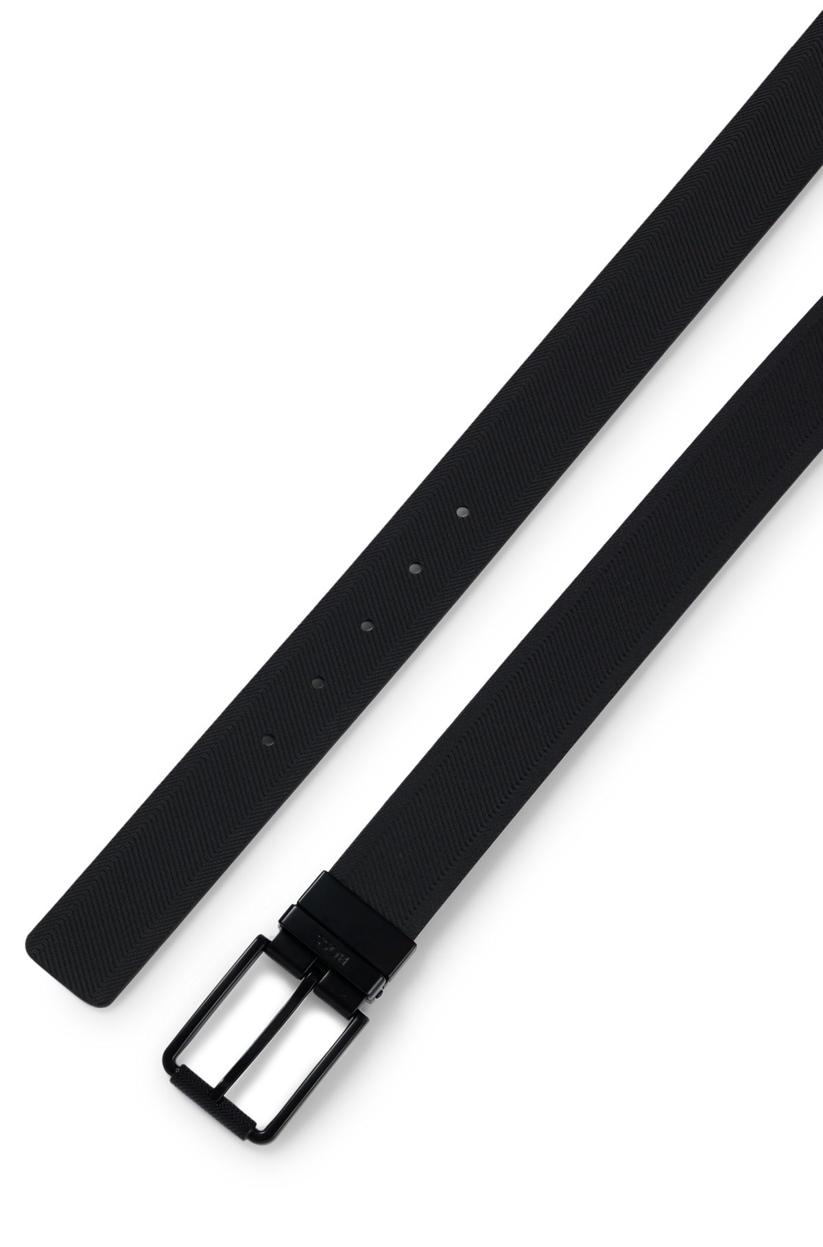 REVERSIBLE LEATHER BELT WITH BLACK-VARNISHED ROLLER BUCKLE - 4