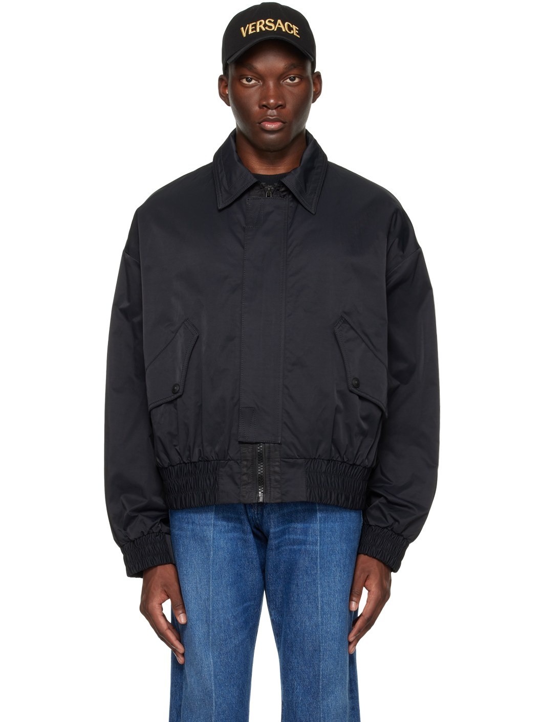 Black Zip Bomber Jacket - 1
