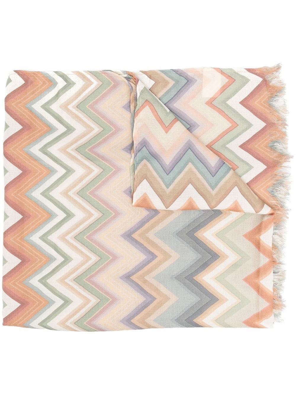 frayed zigzag-woven scarf - 1