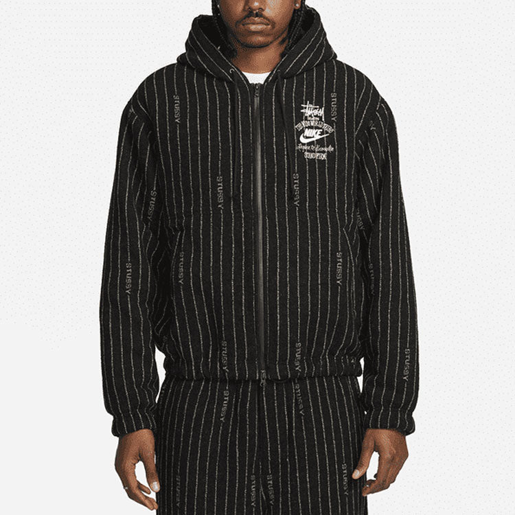 Nike x Stussy Stripe Wool Jacket 'Antique Black' DR4023-010 - 3