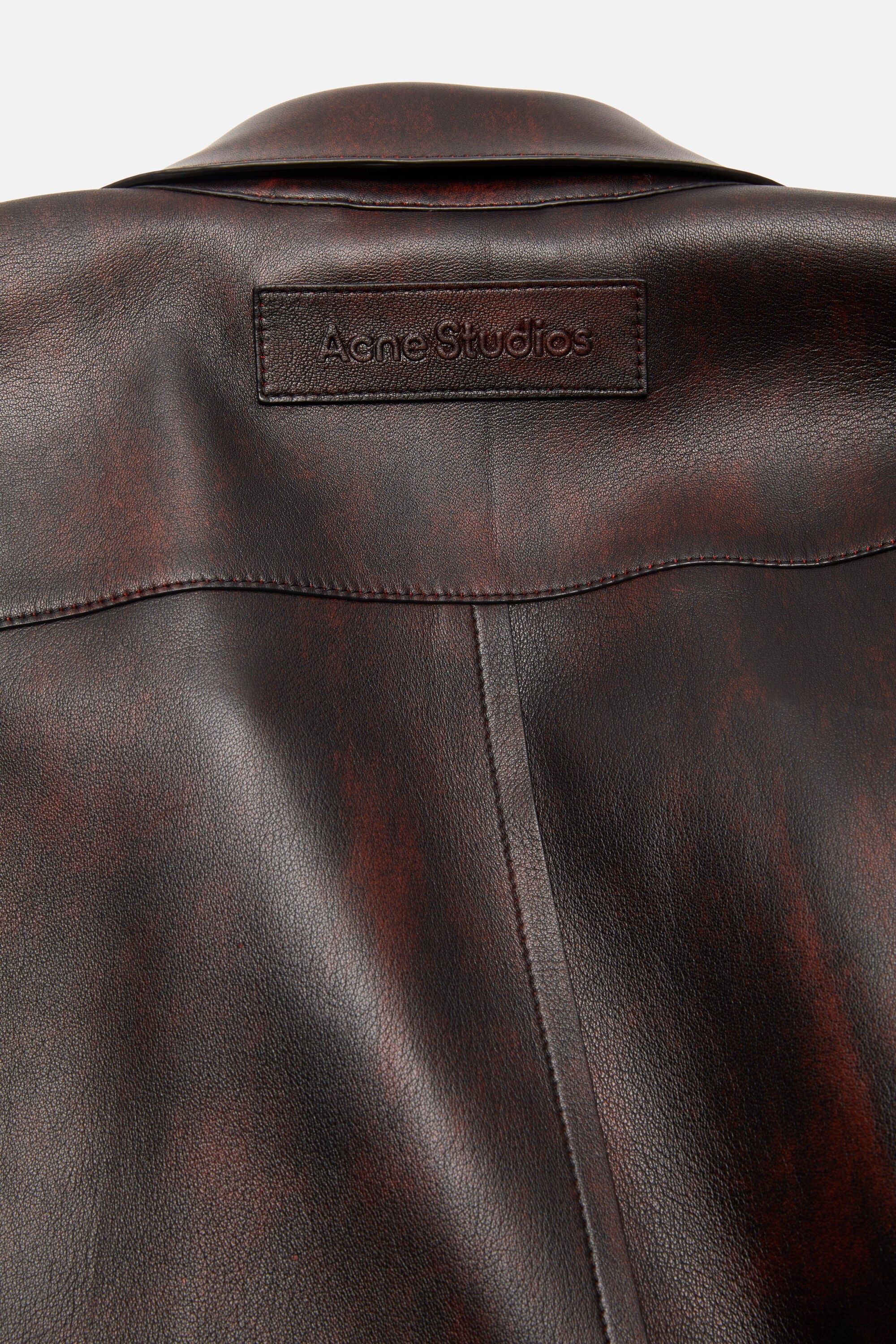 Leather shirt jacket - Red/black - 5
