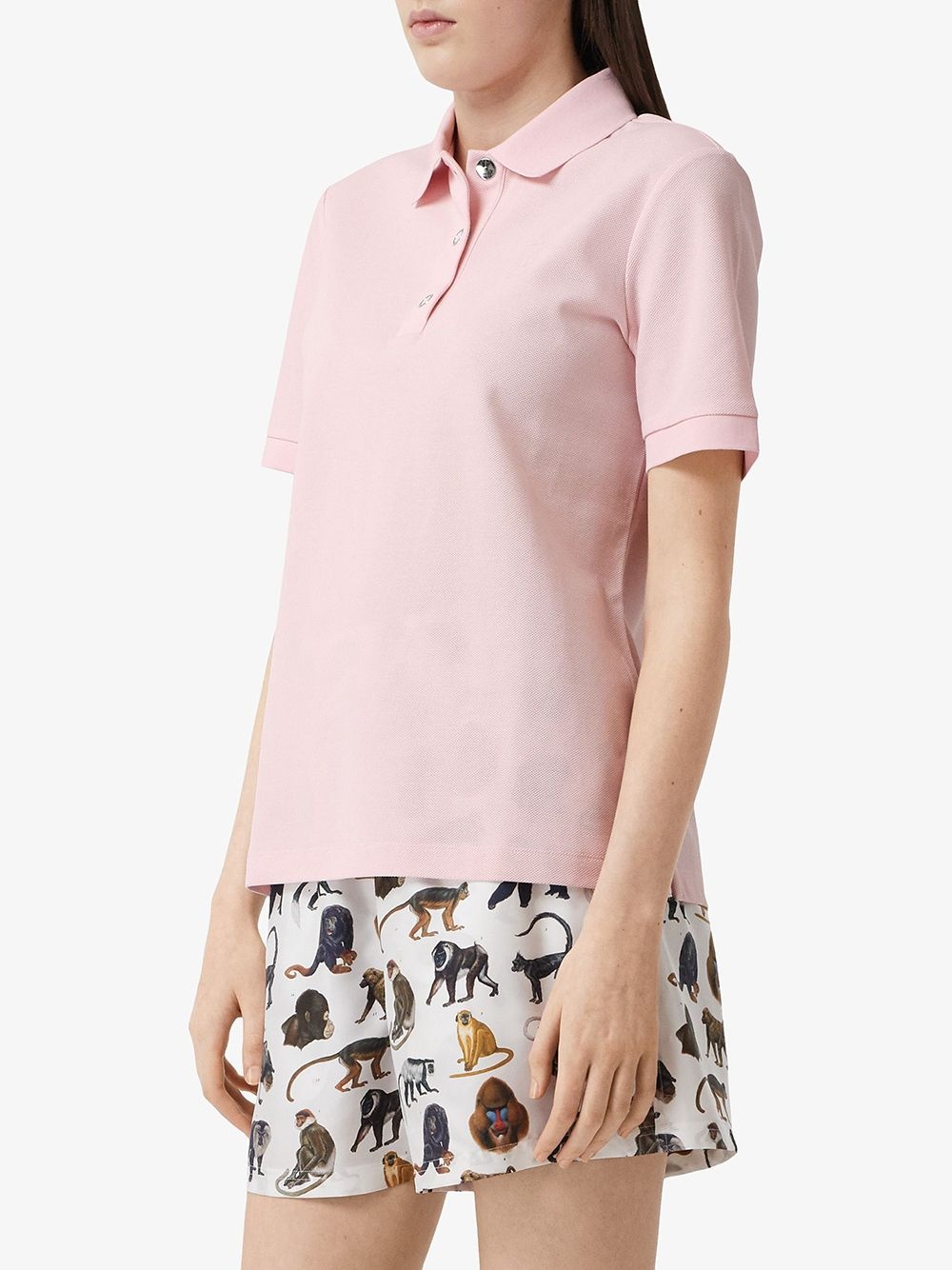 monogram motif cotton polo shirt - 3