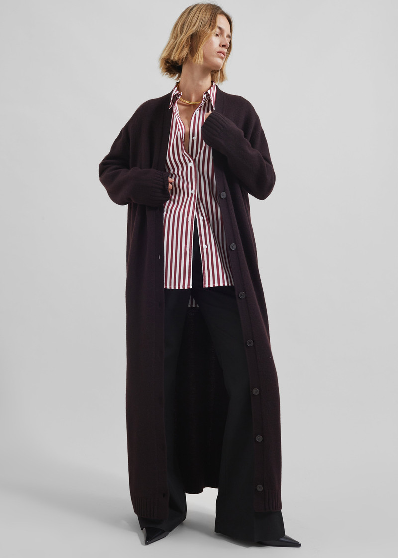Peri Striped Poplin Shirt - Burgundy/White 13
