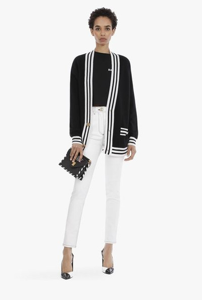 Balmain Black and white wool and cashmere cardigan with gold-tone buttons outlook