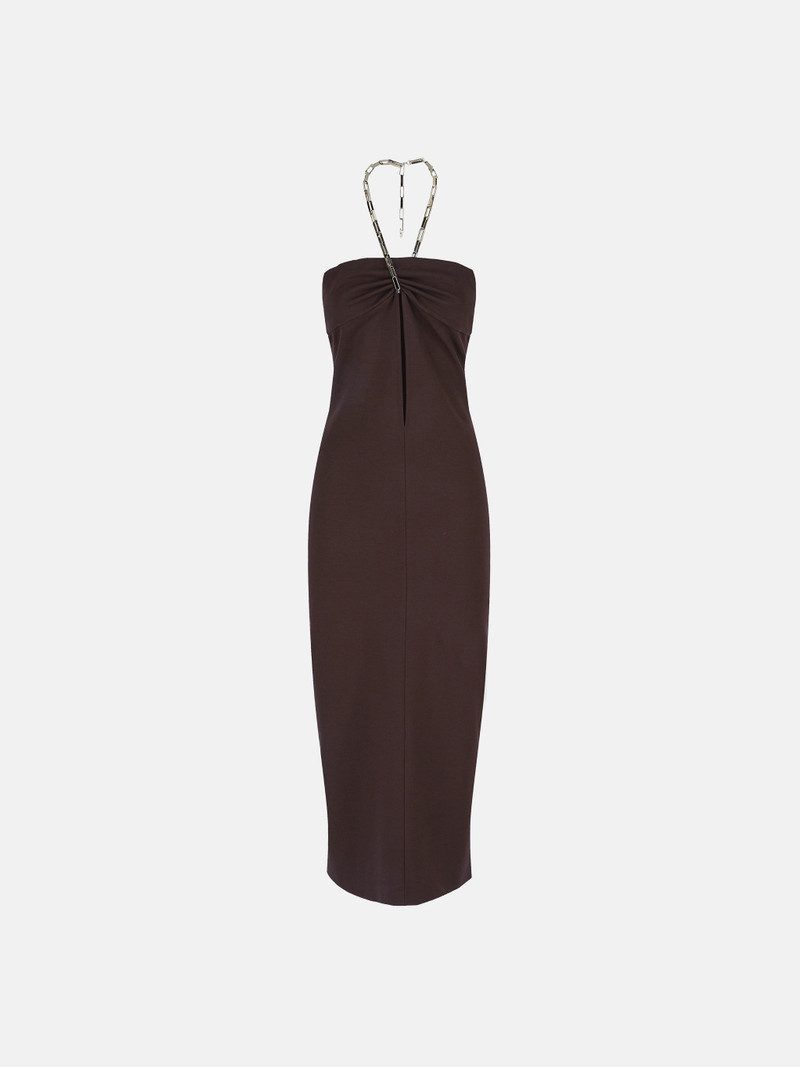 ''GIONA'' DARK BROWN MIDI DRESS 1