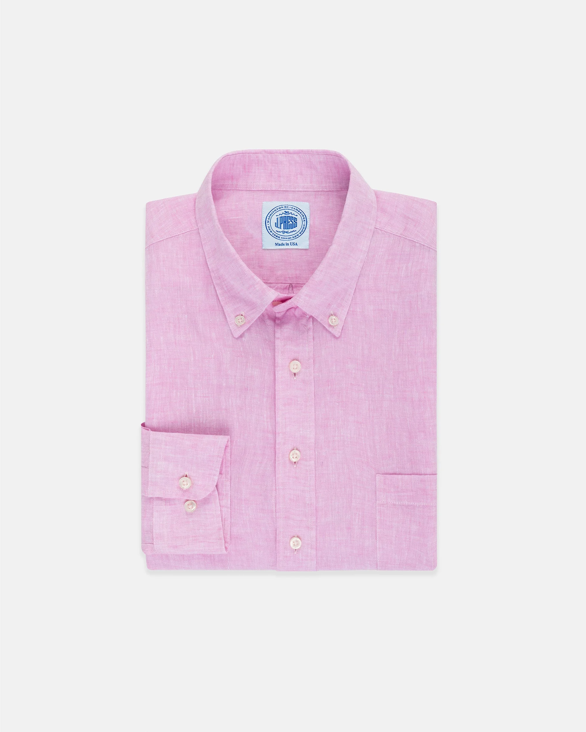 SOLID PINK LINEN SPORT SHIRT - CLASSIC FIT - 1