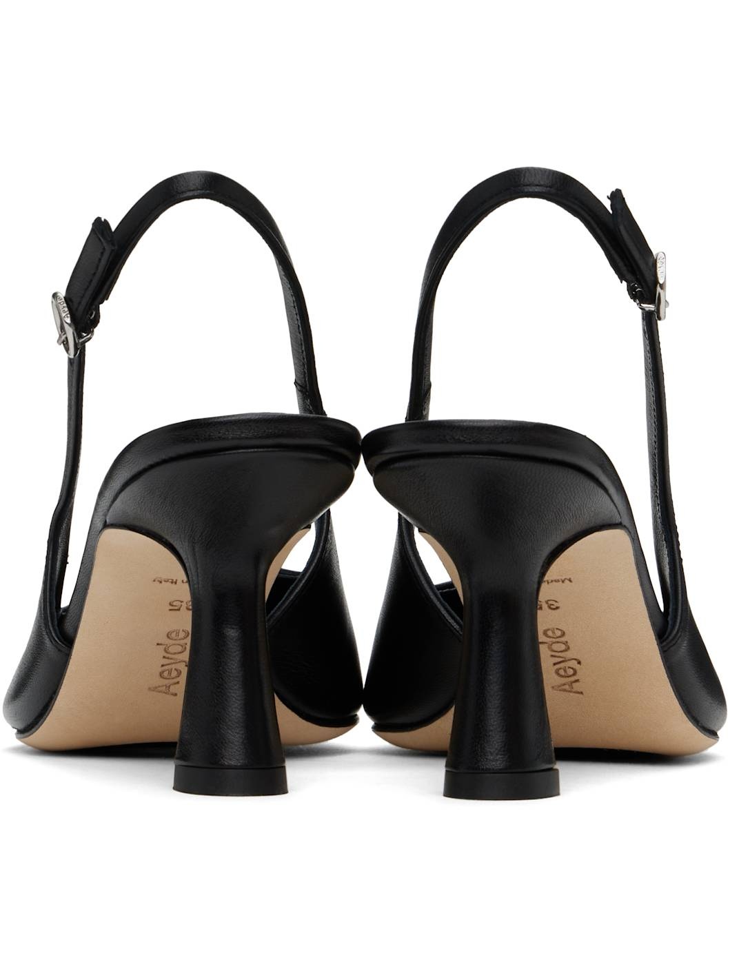 Black Fernanda Leather Slingback Heels - 2