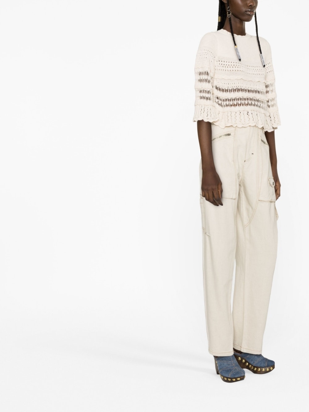 zip-pocket tapered trousers - 4