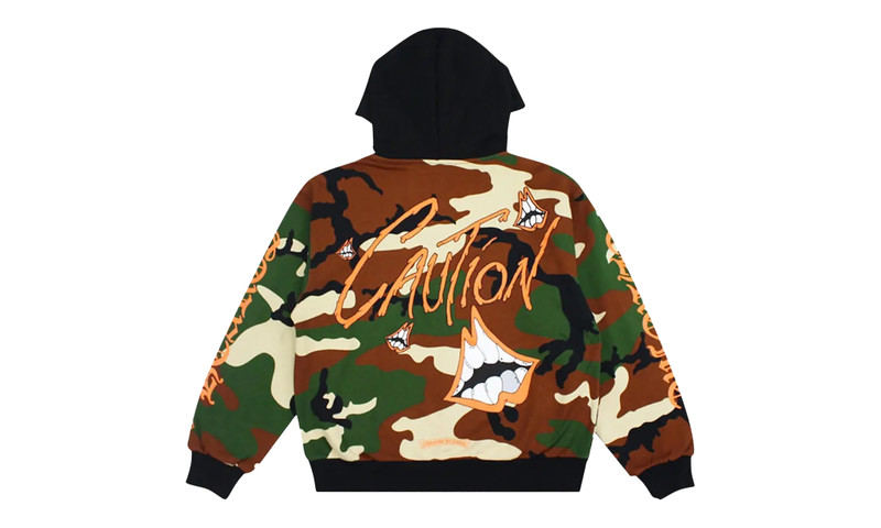 Chrome Hearts Matty Boy Caution Thermal Zip Up Hoodie "Camo" outlook