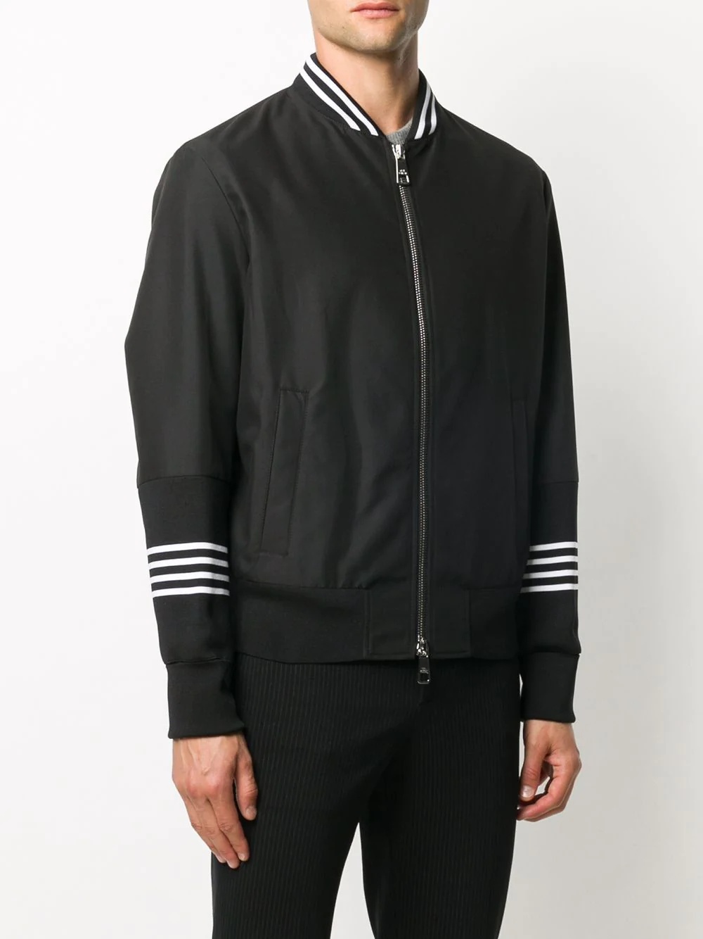 stripe trim bomber jacket - 3