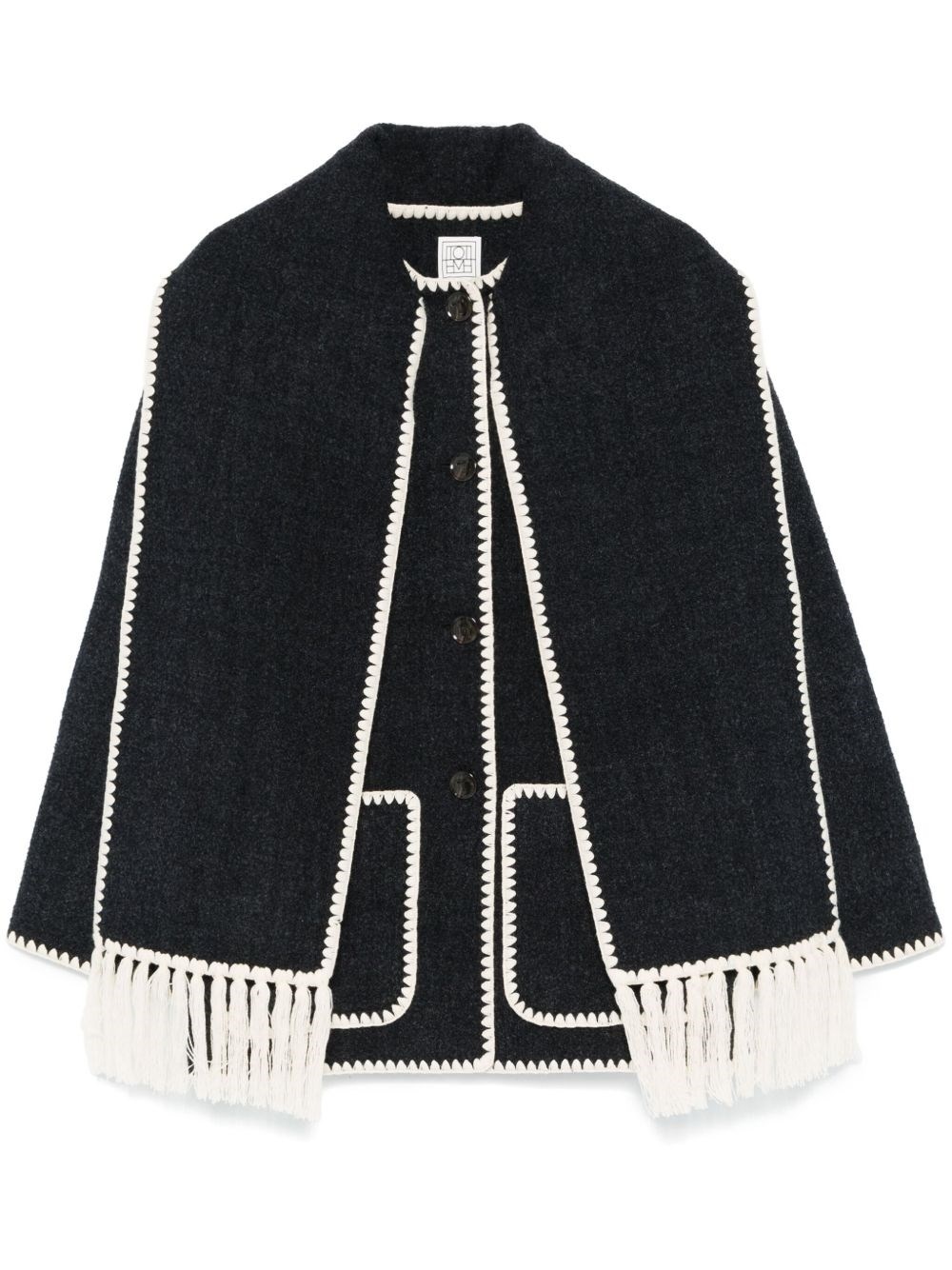 Embroidered scarf wool jacket - 1