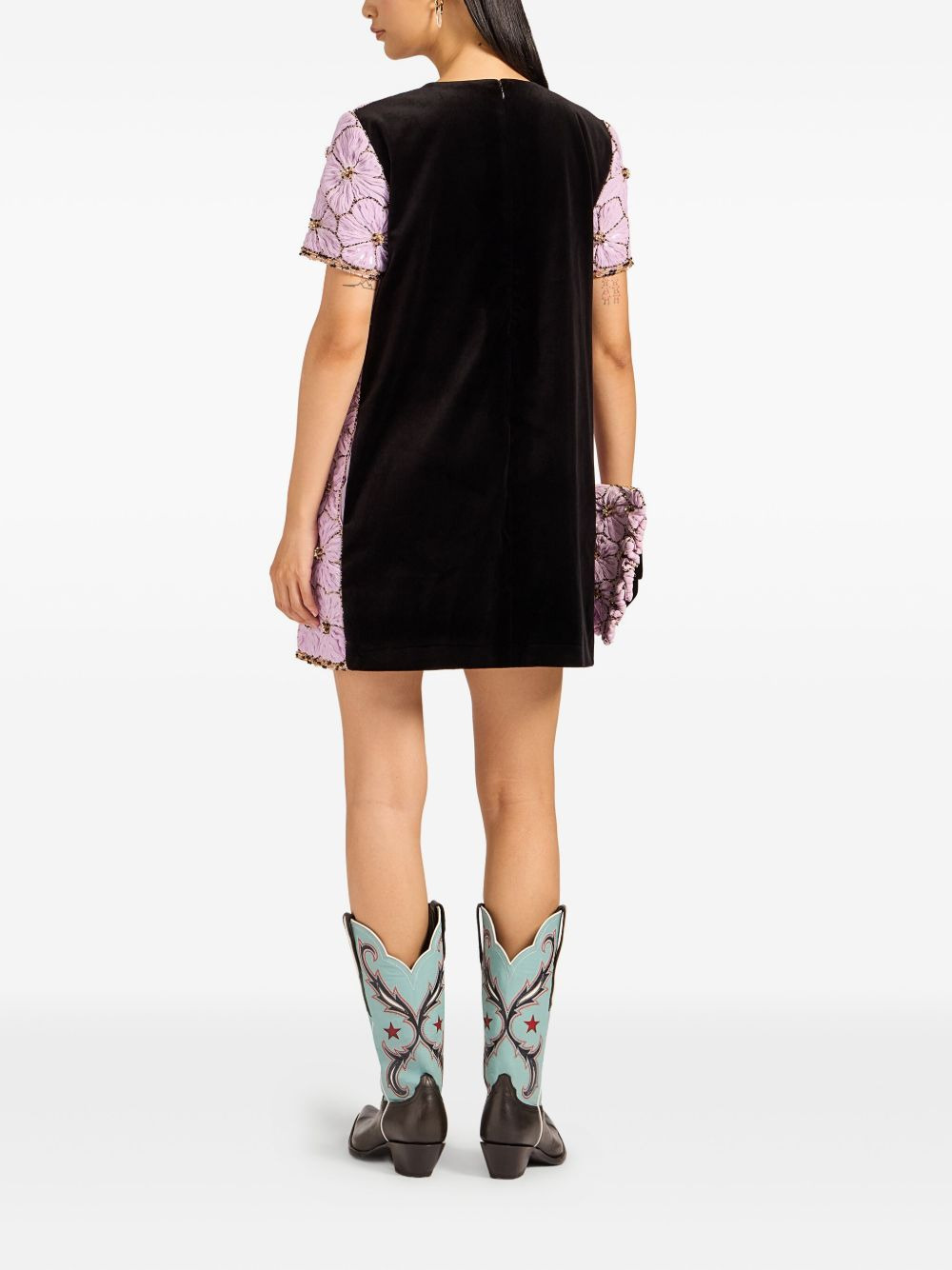 embroidered floral mini day dress - 3