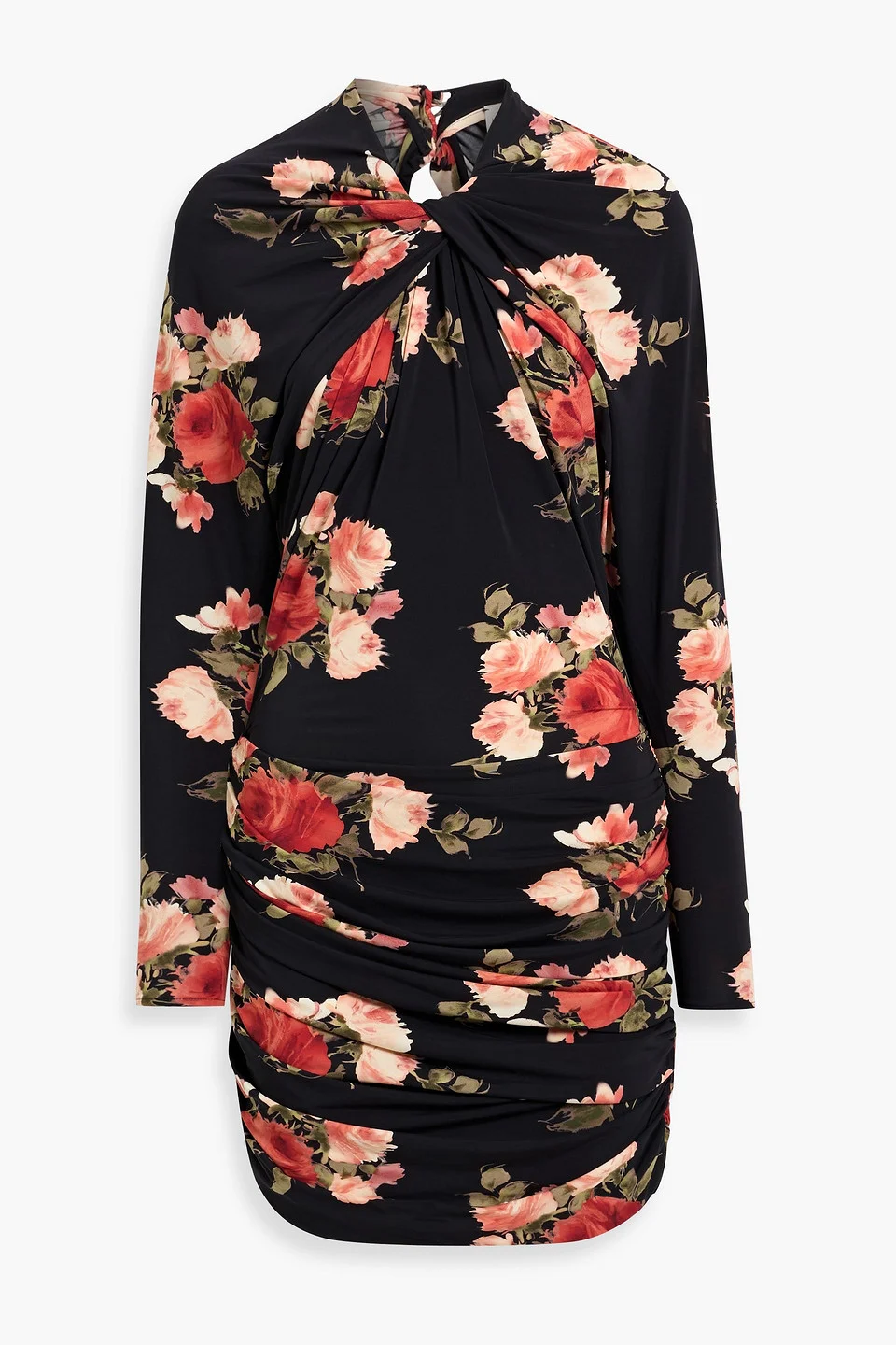 Cutout floral-print stretch-jersey mini dress - 1