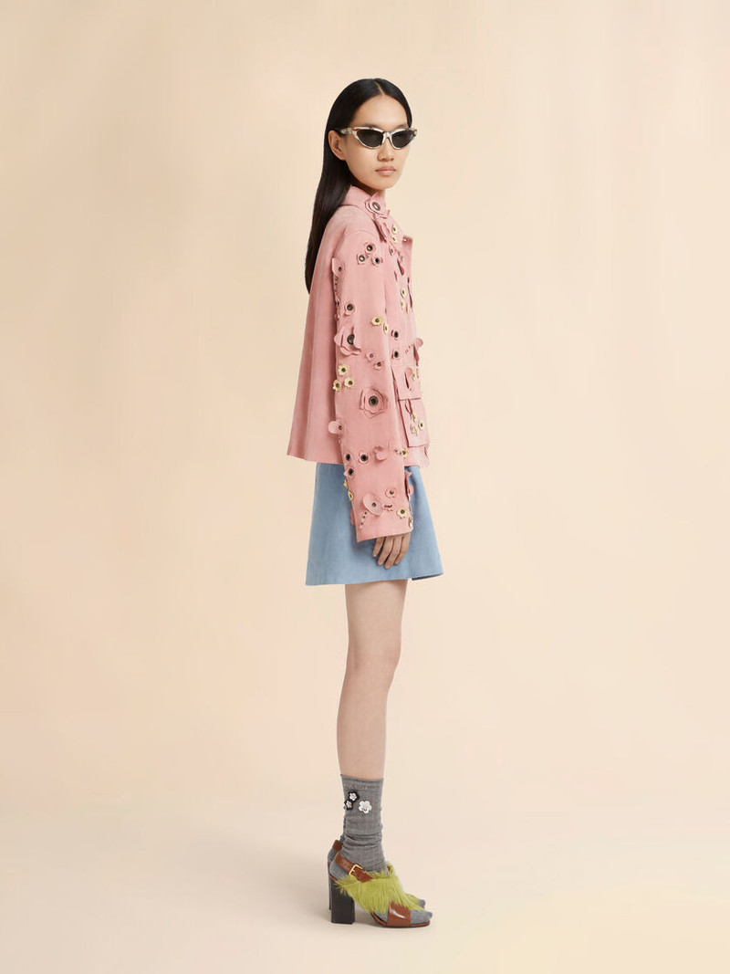 PINK SUEDE JACKET WITH FLOWER APPLIQUÉS 6