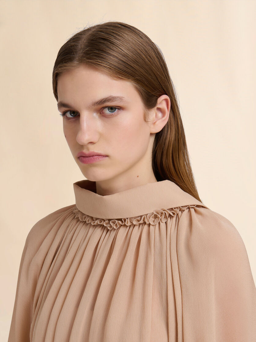 BEIGE CREPONNE PLAYSUIT WITH GATHERING - 4
