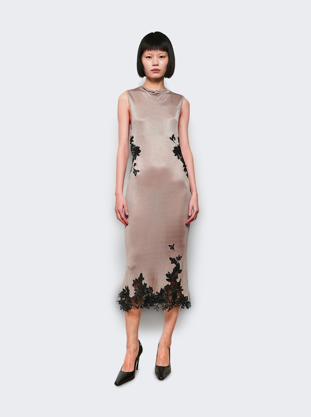 Hibiscus Embroidered Rib Dress Clay And Black - 5